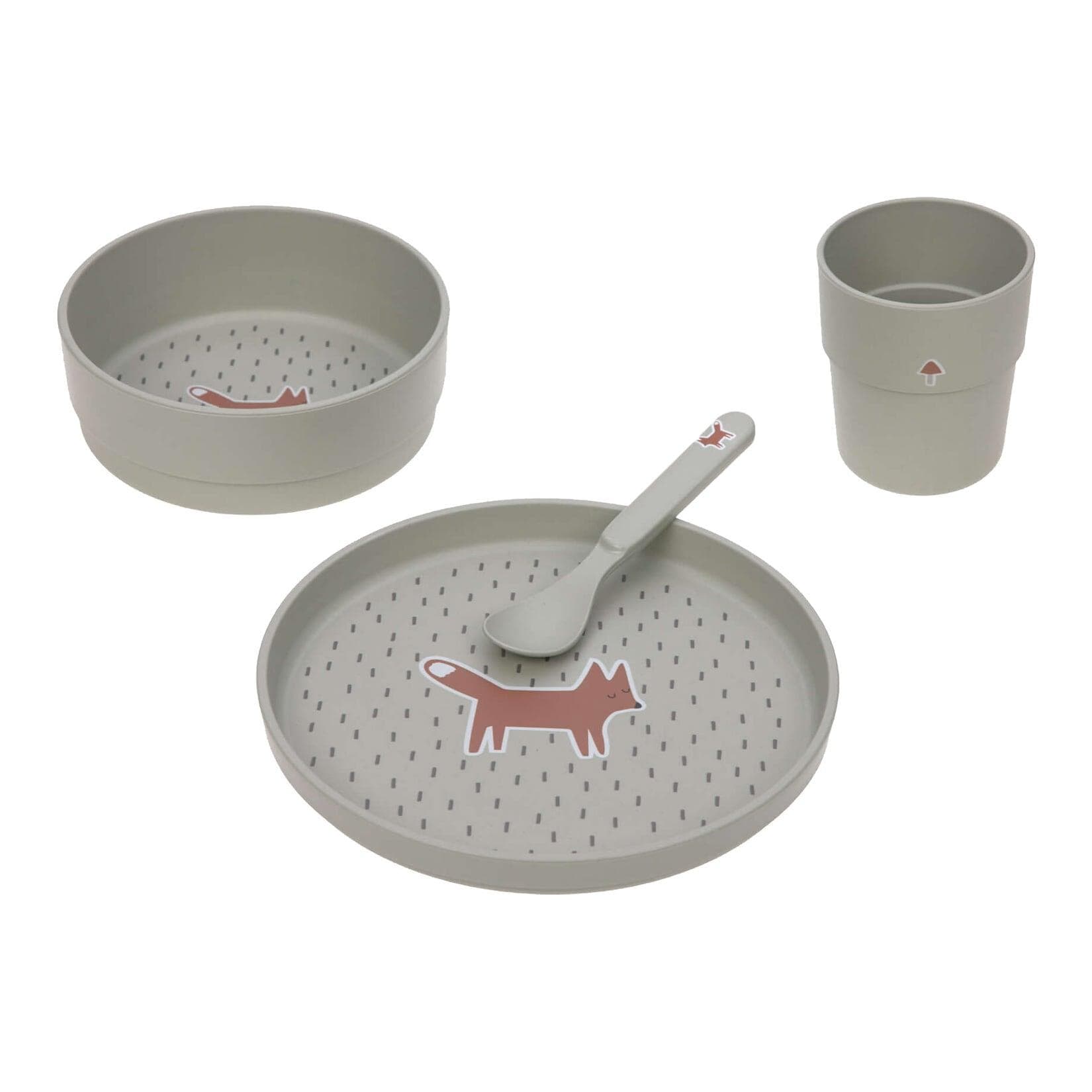 LÄSSIG Kindergeschirr-Set 4-teilig Grün Little Forest Fox