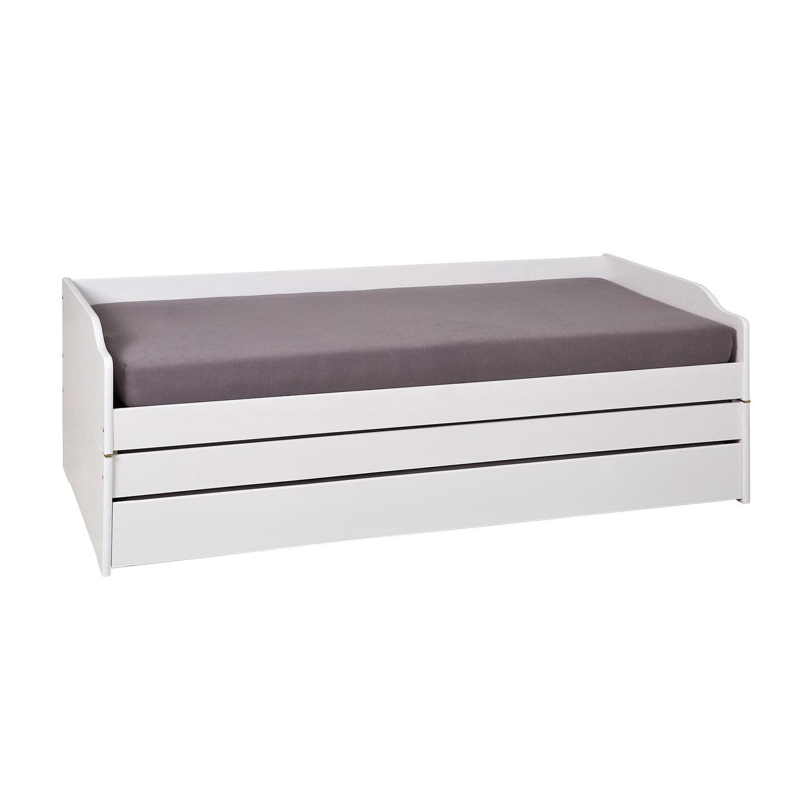 Massivholz Funktionsbett mit Stauraum und 3 Liegeflächen