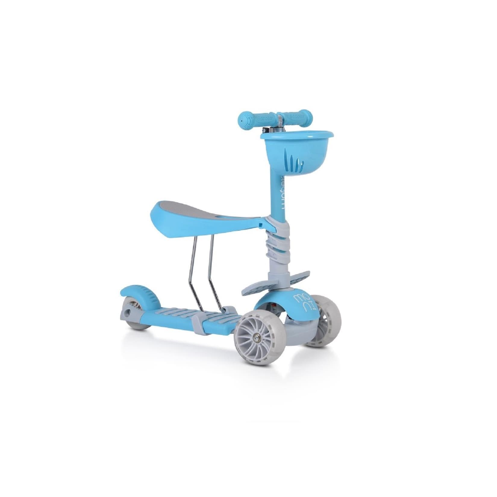 Moni Kinderroller Bubblegum 2 in 1, Höhe einstellbar, 3 Räder blau