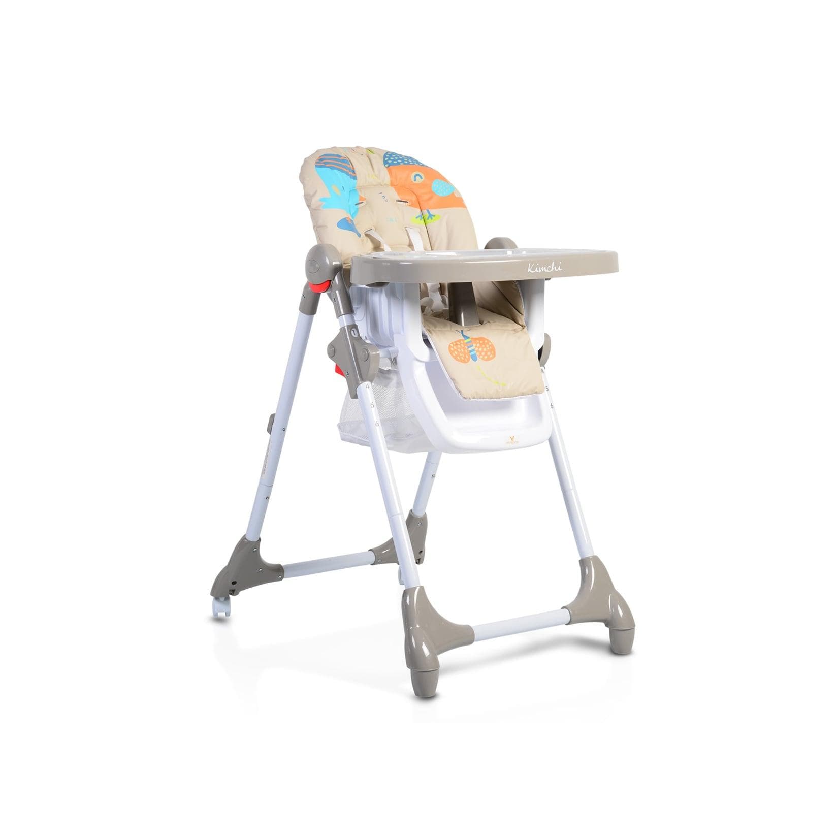 Cangaroo Hochstuhl Kimchi Klappbar Abnehmbares Sitzpolster Sicherheitsgurt Grau