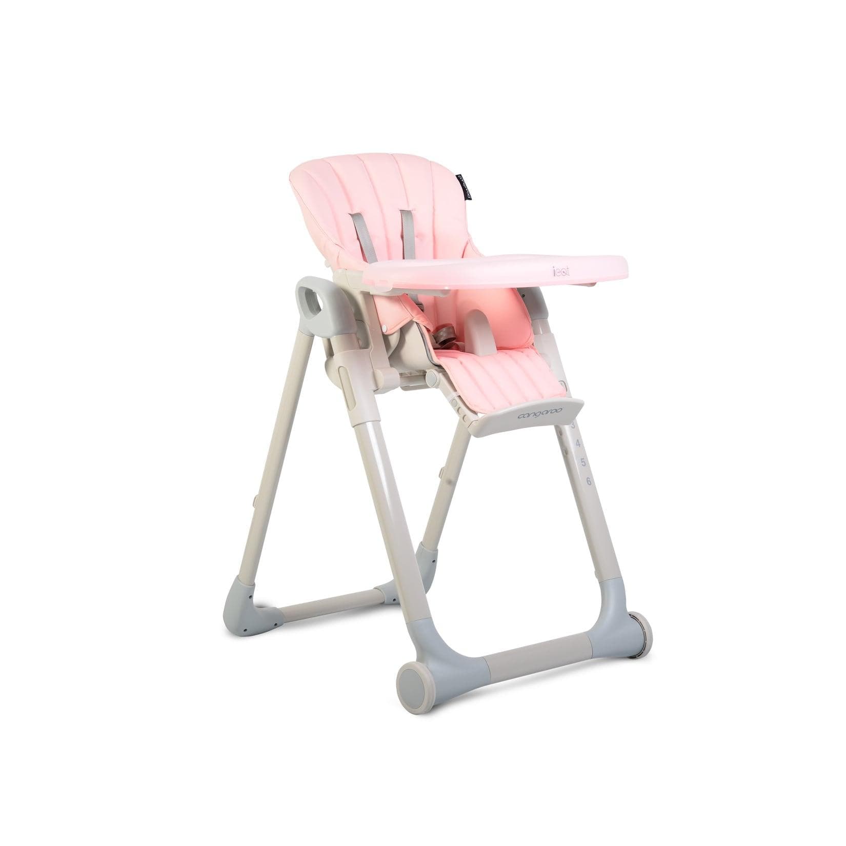 Cangaroo Hochstuhl I eat höhenverstellbar, klappbar, doppelter Tisch rosa