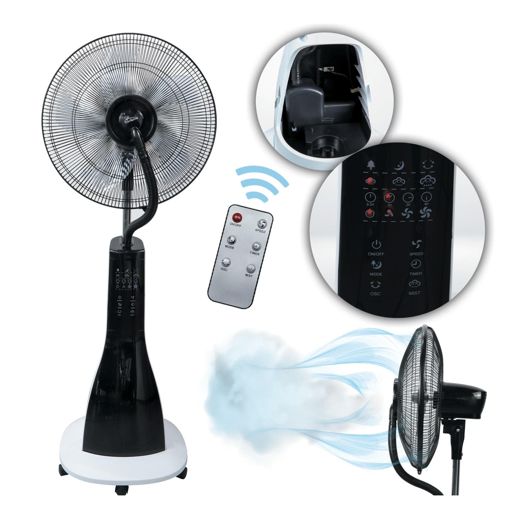 TroniTechnik Standventilator mit Wasserkühlung und Fernbedienung