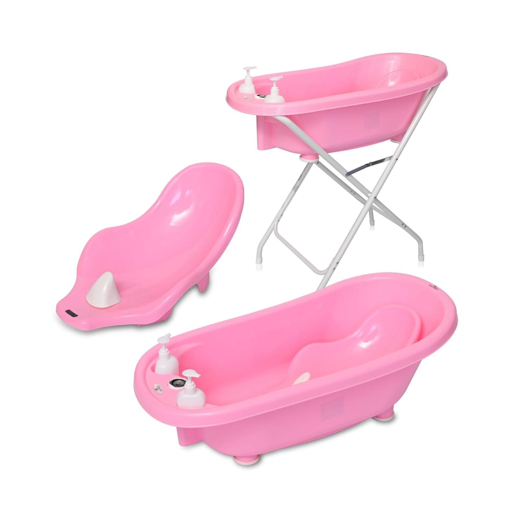 Lorelli Babybadewannen-Set mit Ständer und Badesitz Rosa