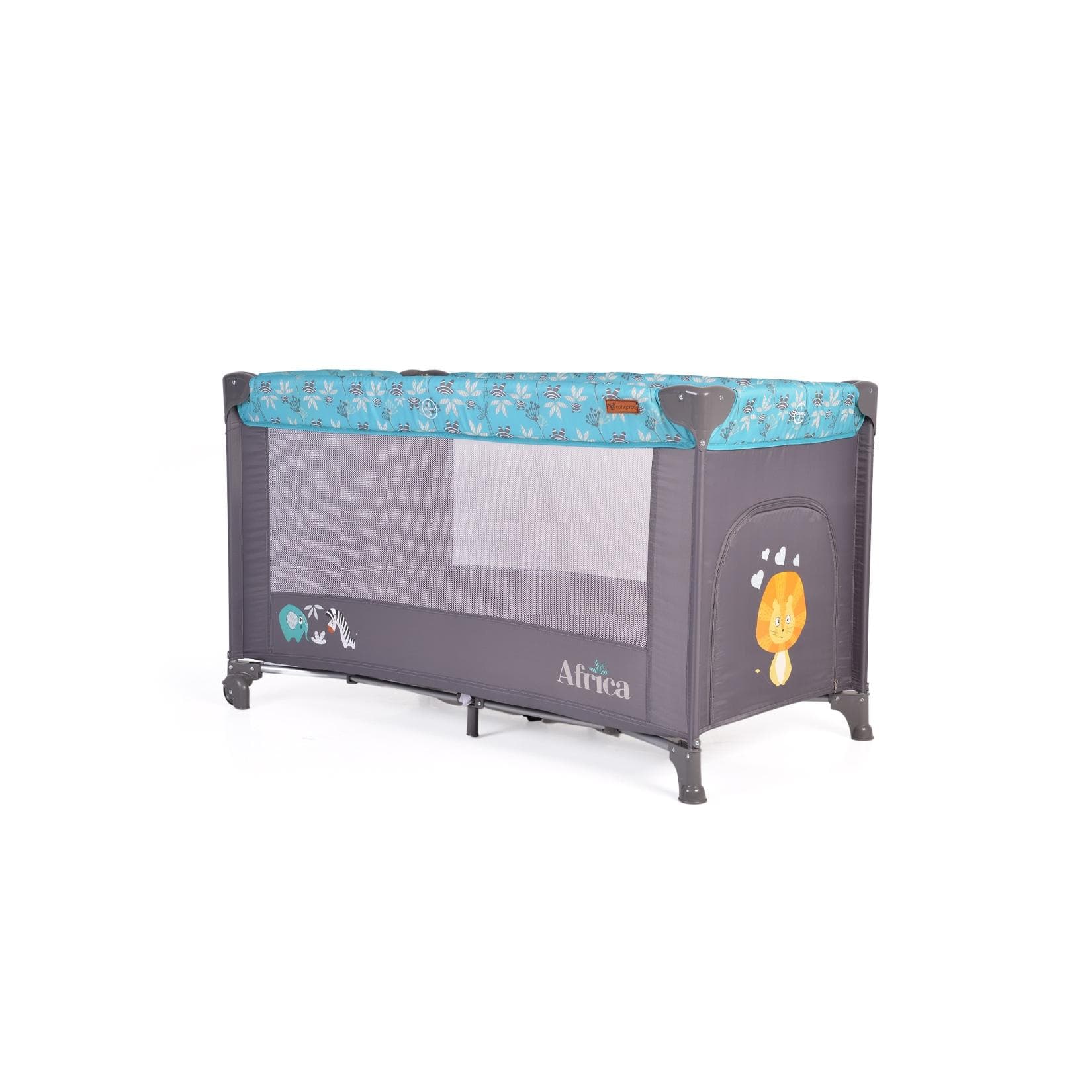 Cangaroo Reisebett Africa Laufstall Seiteneingang Matratze Sichtfenster Tasche Türkis