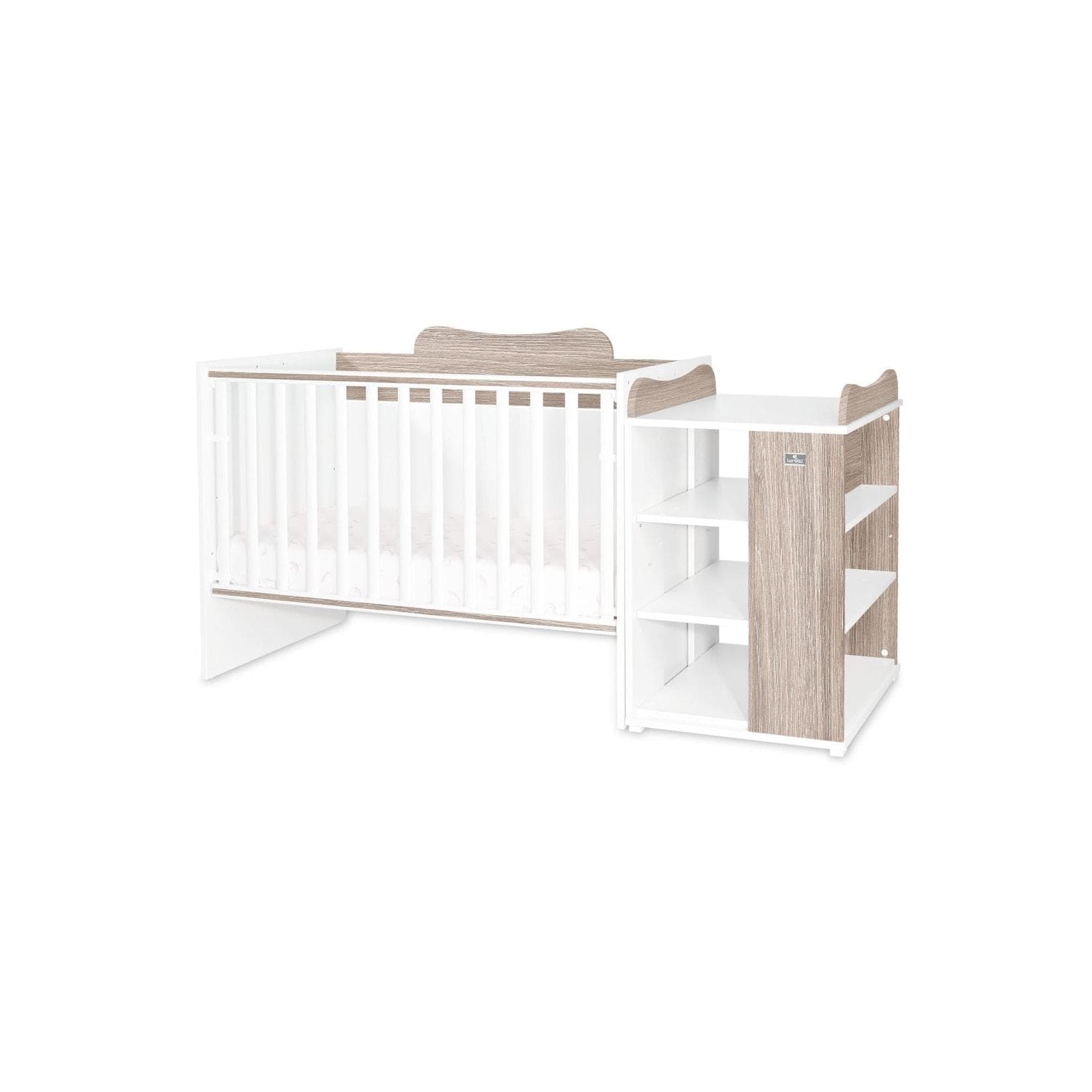Lorelli Babybett Multi, Jugendbett, Schreibtisch, Wickeltisch, mehrfach umbaubar hellbraun