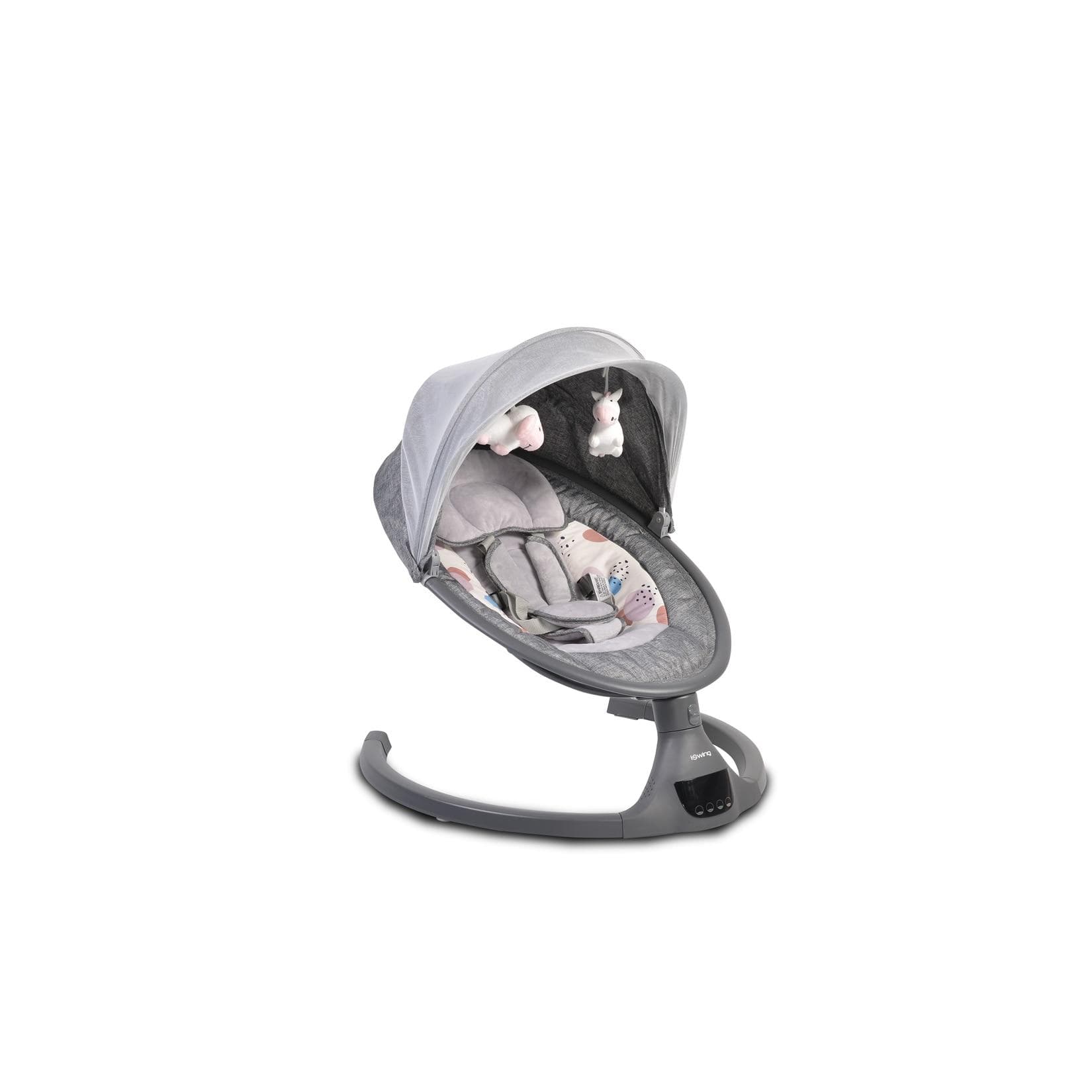 Cangaroo Babywippe iSwing Grau mit Musikfunktion, Timer und Fernbedienung