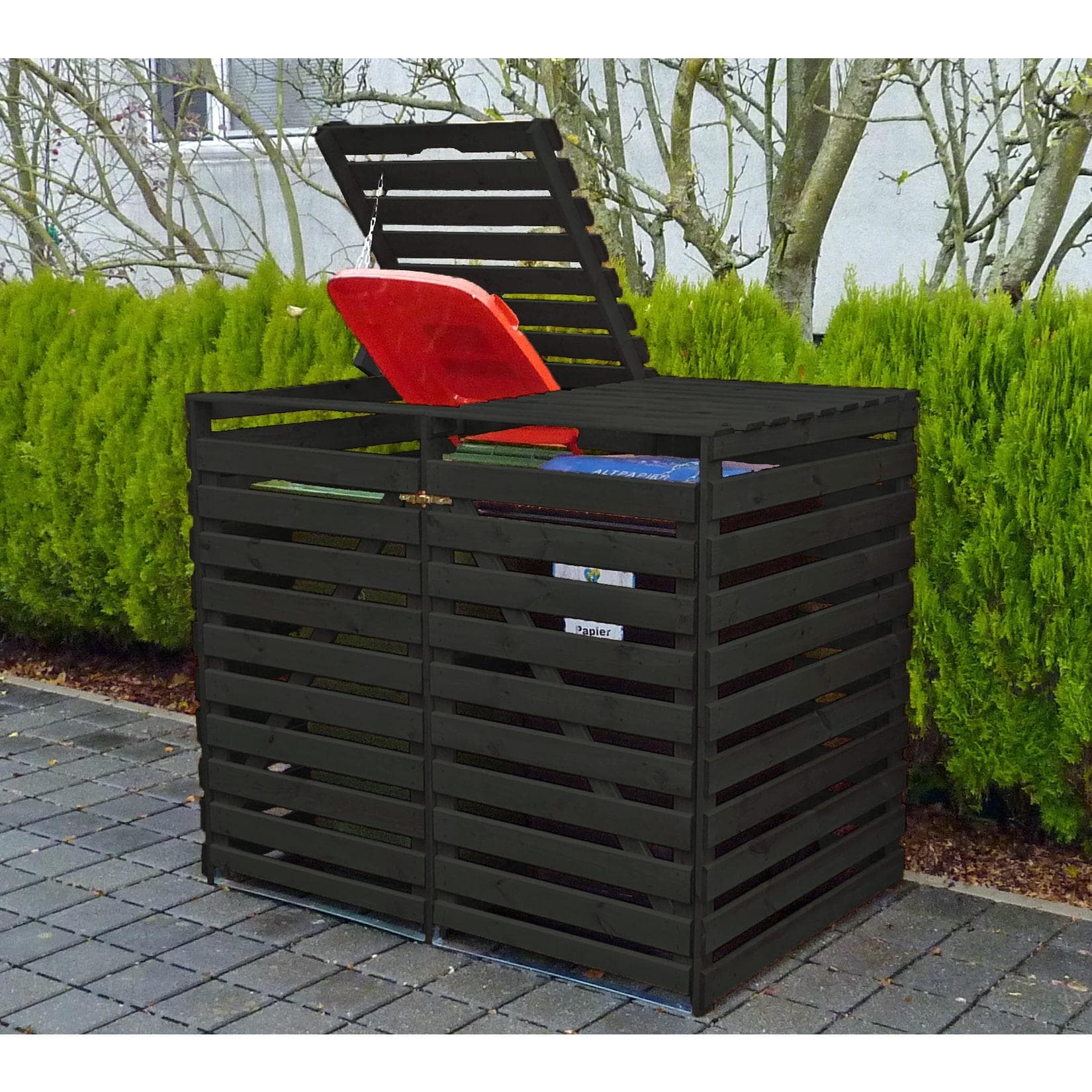 Promadino Mülltonnenbox Vario V für 2 Tonnen Kiefernholz