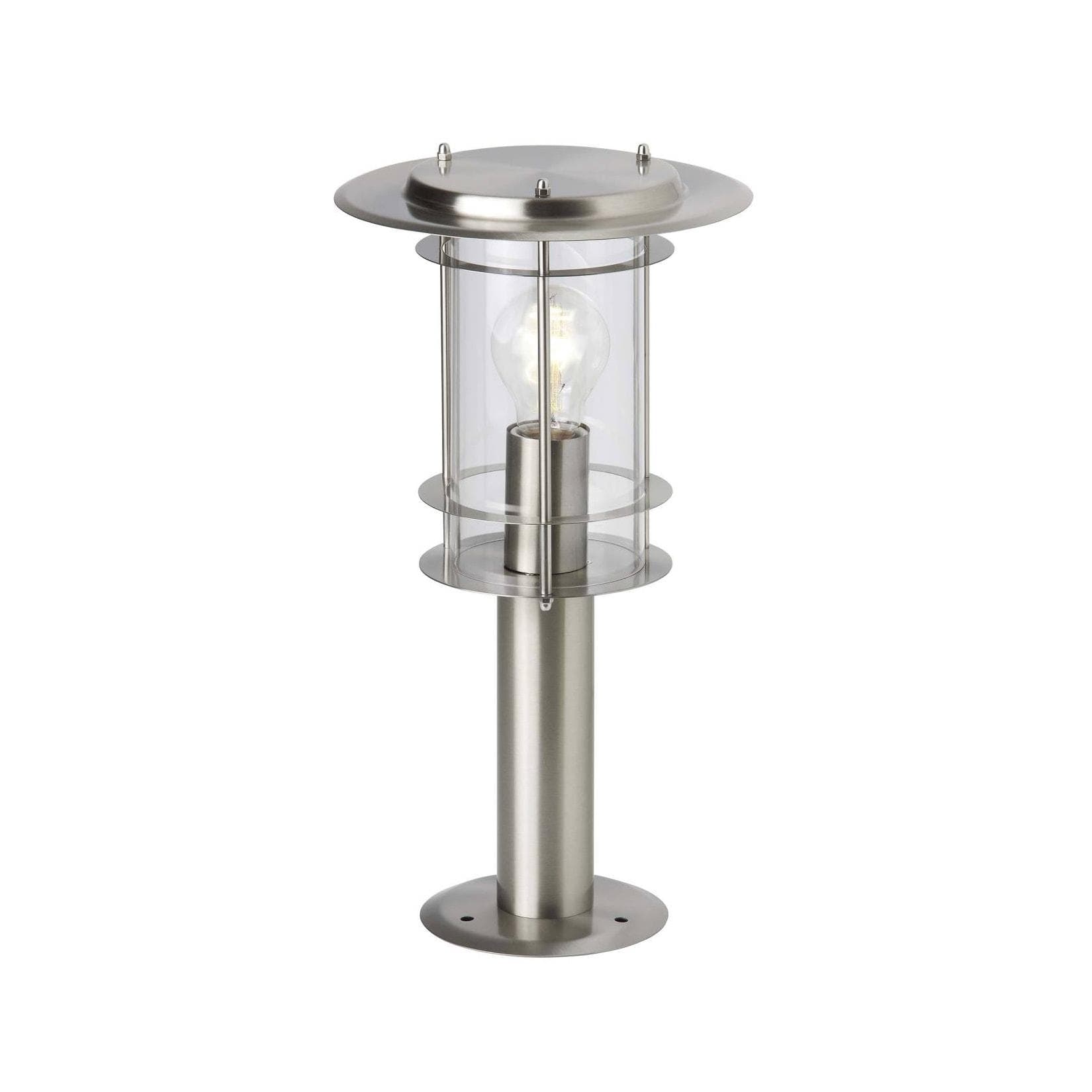 Brilliant York Außen-Sockelleuchte: Edelstahl, IP44, LED geeignet