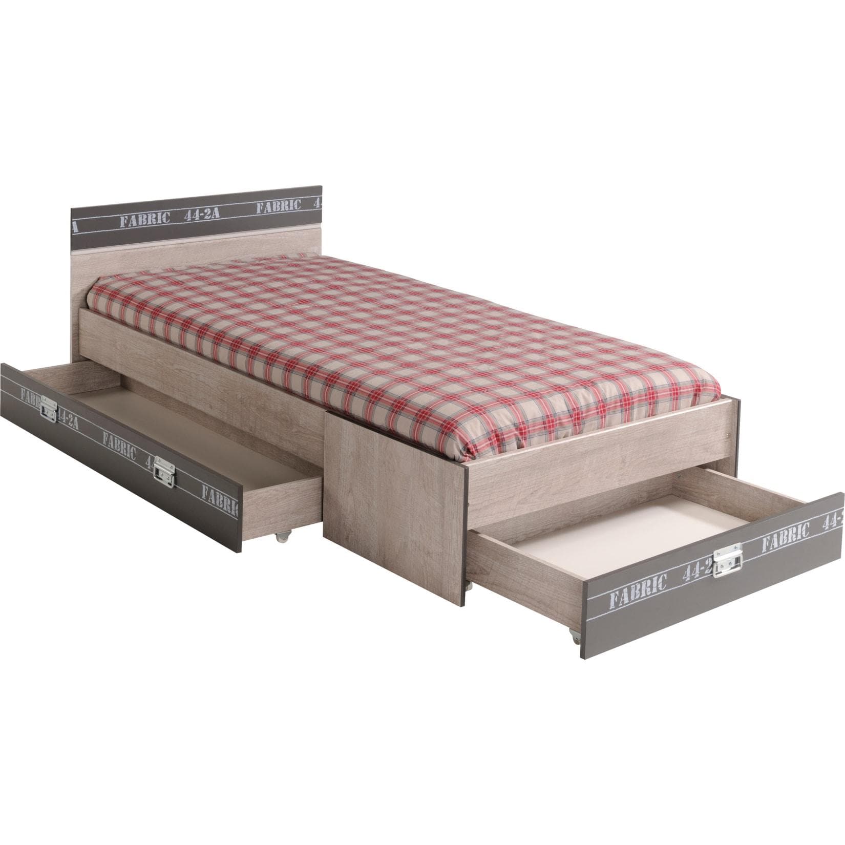 Modernes Einzelbett aus Esche in grau