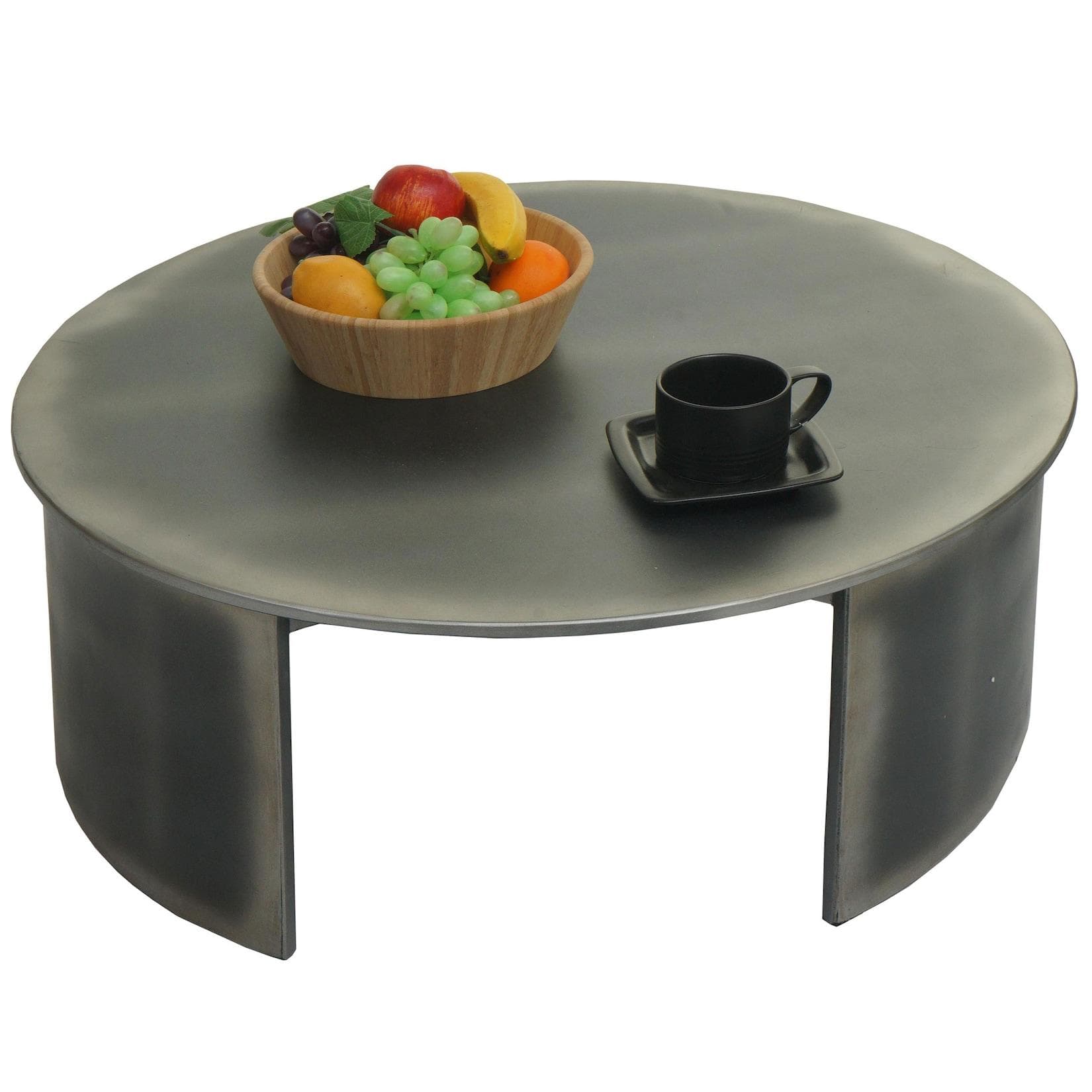 MCW Couchtisch L74 Industrial Rund Ø80cm Metall-Optik Silber