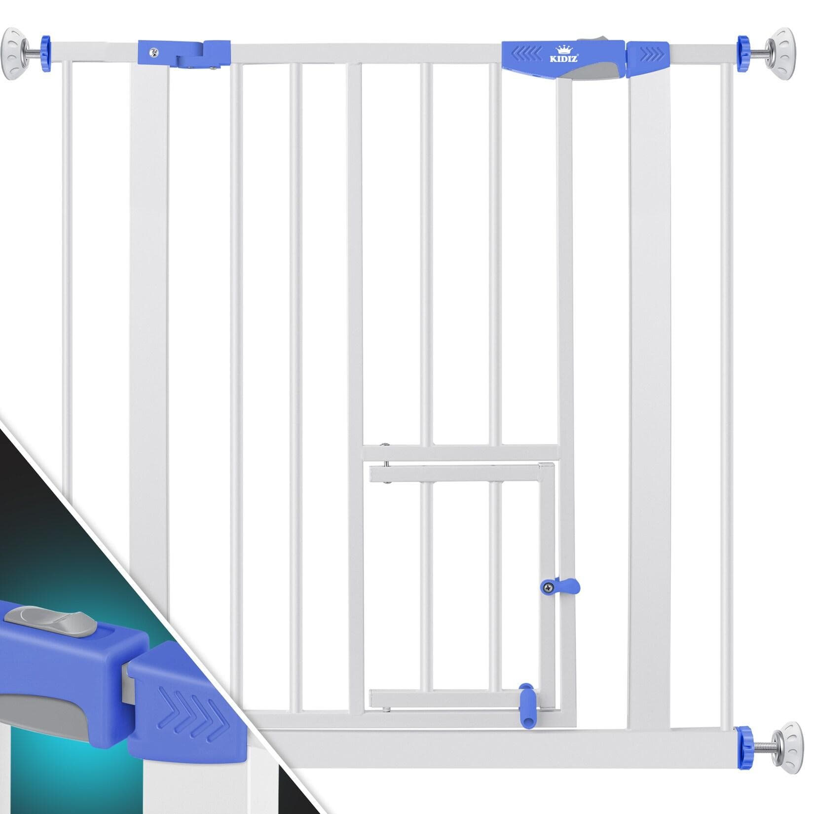 KIDIZ® Absperrgitter mit Katzenklappe, Autoclose, Kinder Treppengitter ohne Bohren