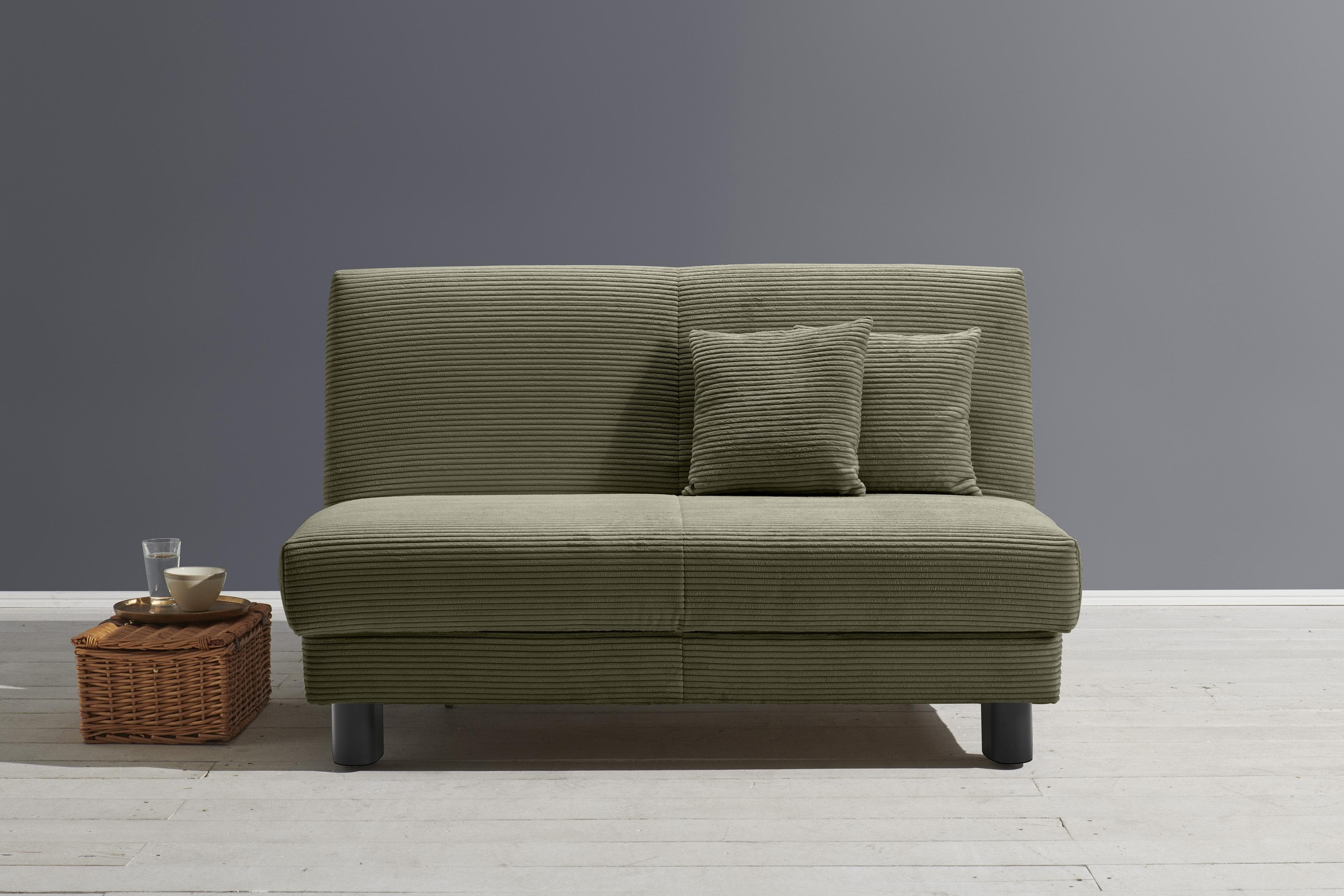 Schlafsofa ELL + ELL Enny Grün 2-Sitzer mit Liegefläche