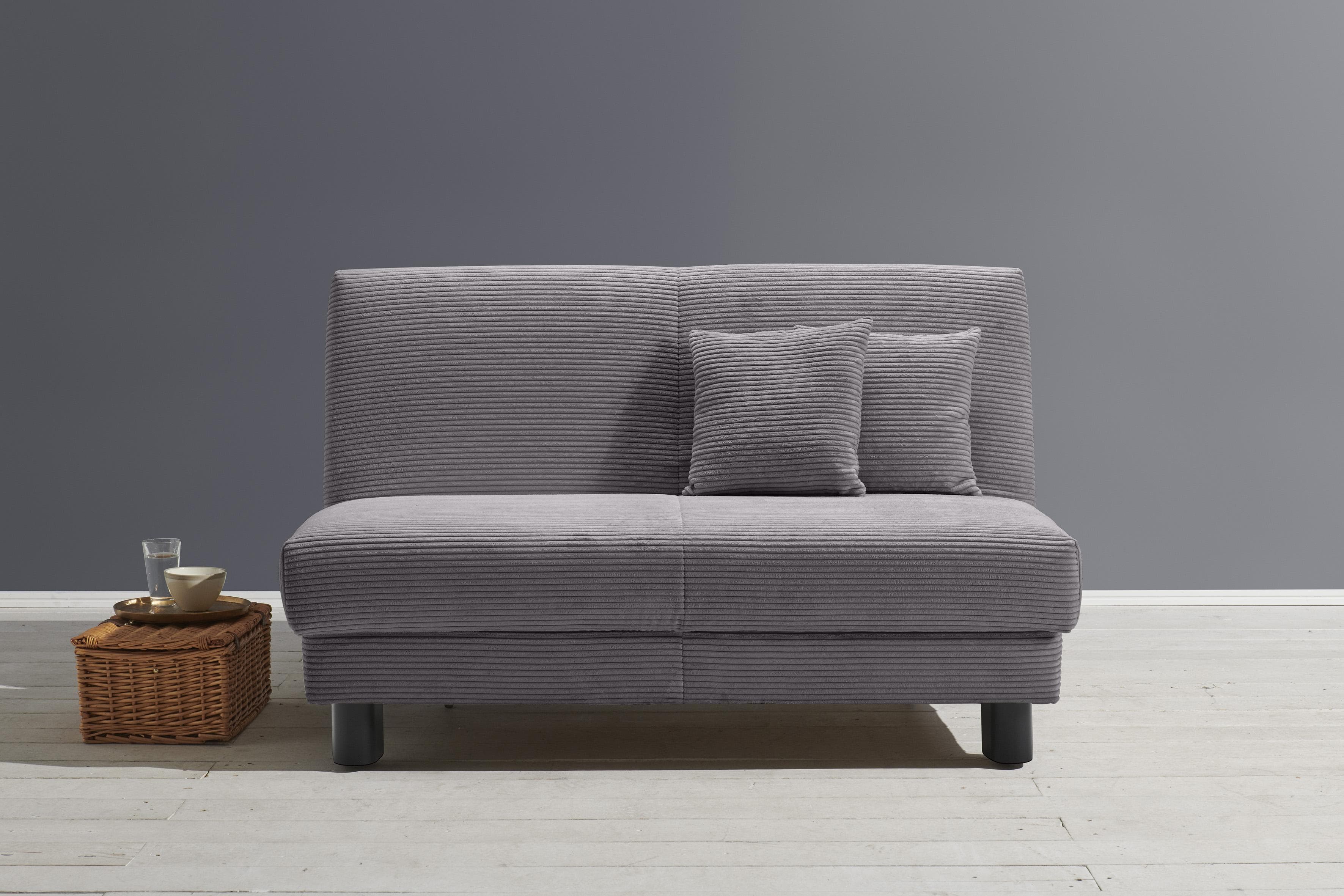 Schlafsofa ELL + ELL Enny Grau Cord HR-Kaltschaum