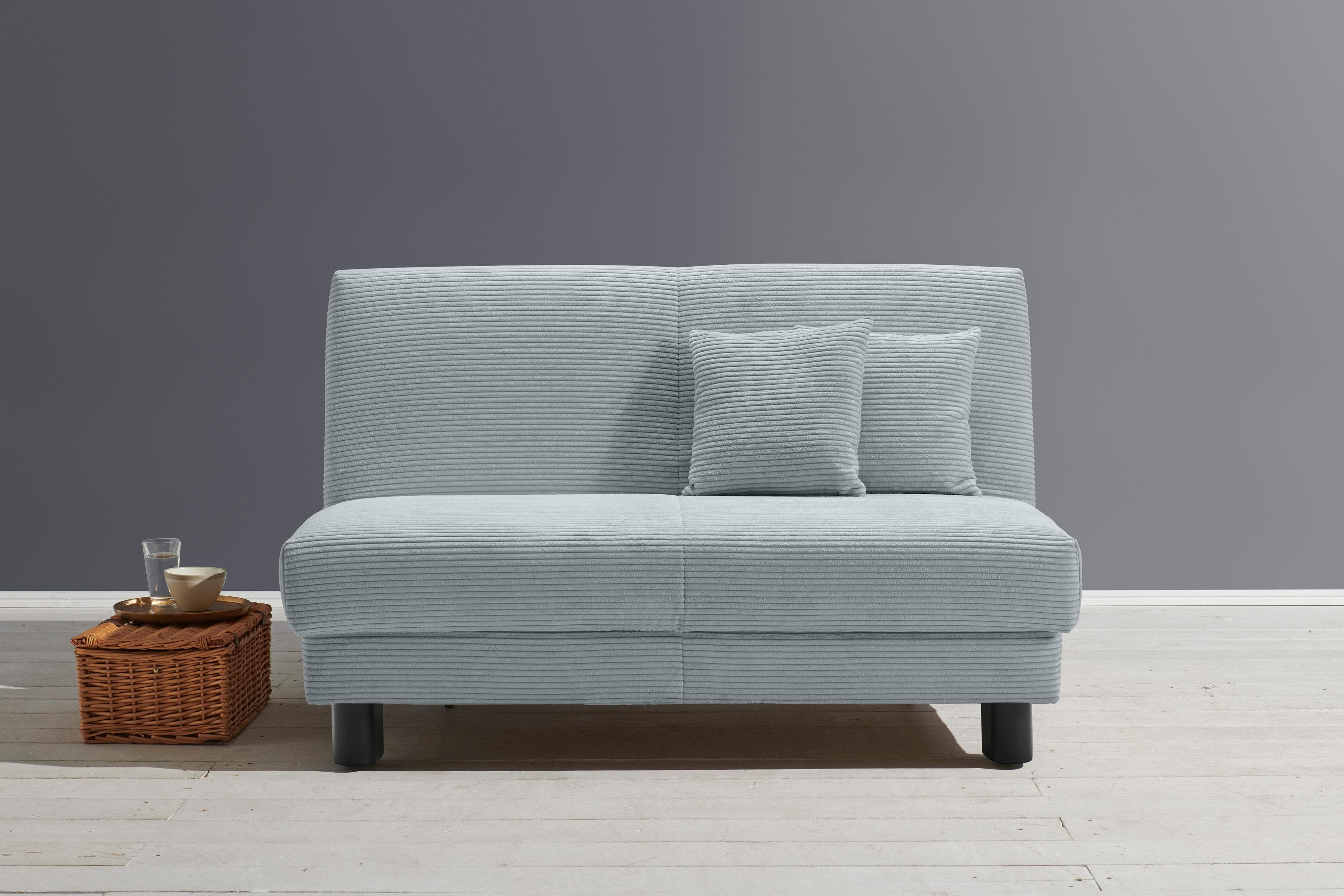 Schlafsofa ELL + ELL Enny Hellblau 2-Sitzer mit Liegefläche