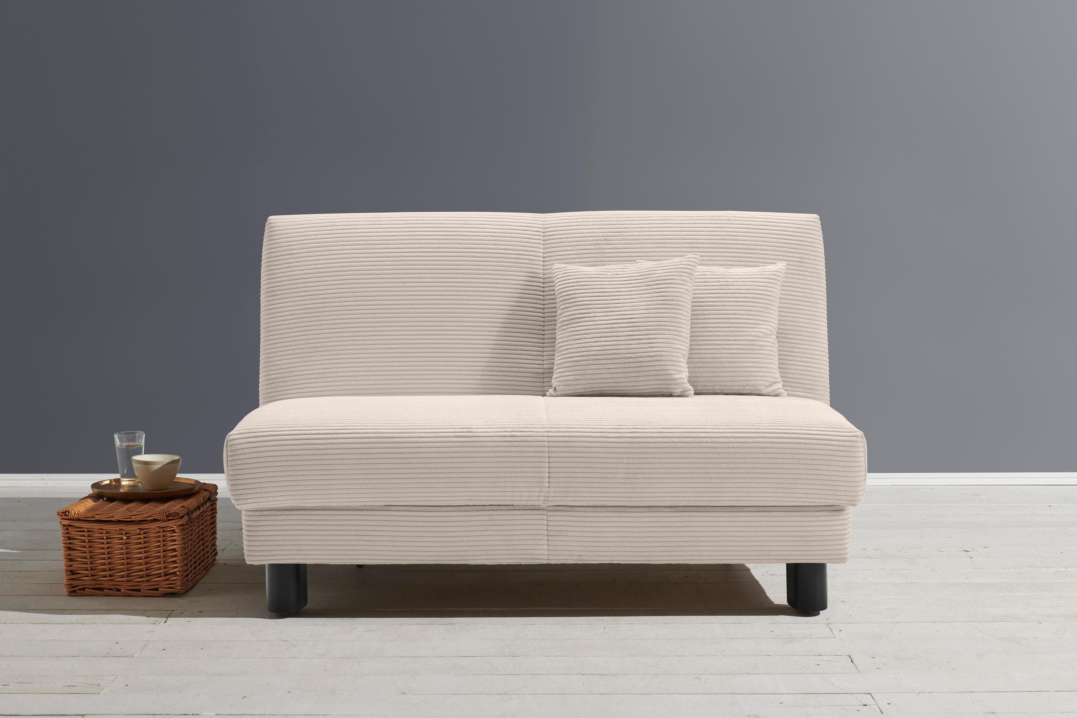 ELL + ELL Schlafsofa Enny Beige Cord mit Schlaffunktion