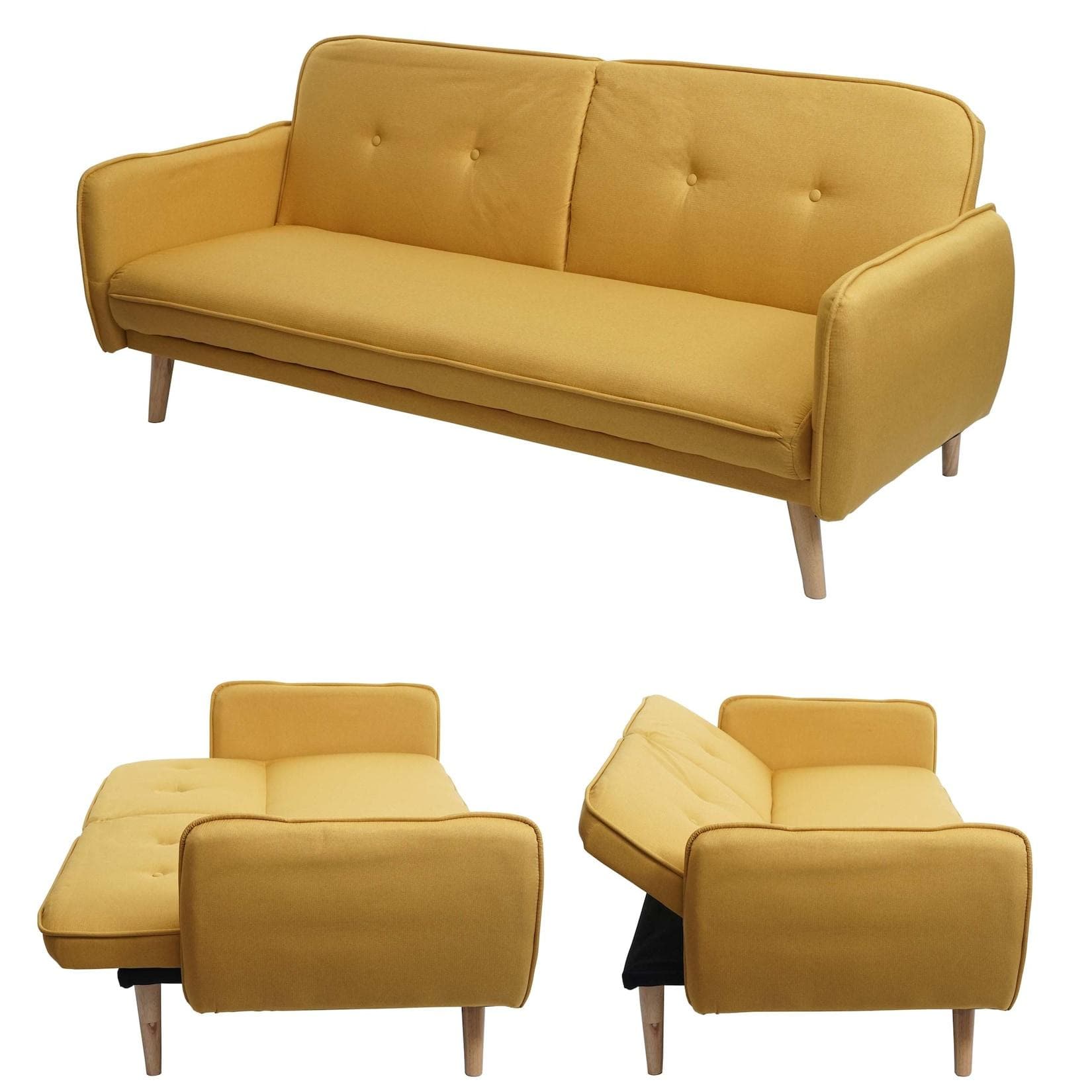 MCW Schlafsofa MCW-J18 Gelb mit Schlaffunktion und verstellbarer Rückenlehne