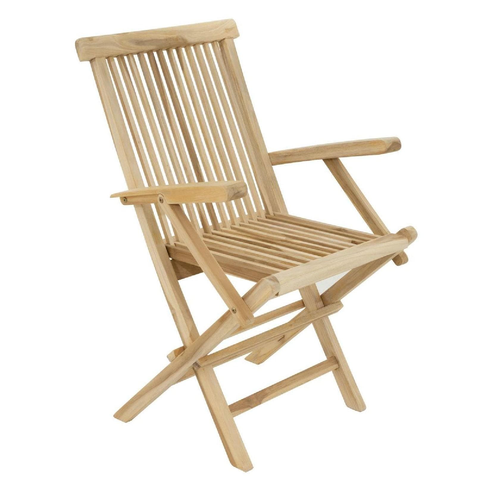 VCM Klappstuhl Gartenstuhl Teak Holz Natur Braun Armlehne