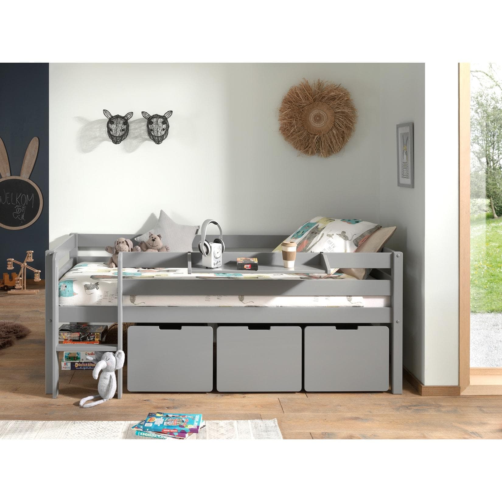 Vipack Natur24 Kinderbett Kojen-Spielbett Kiefer MDF Grau