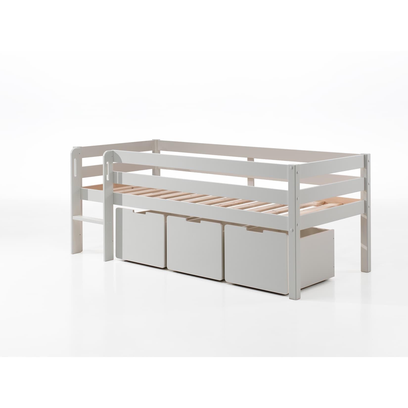 VIPACK Spielbett Pino Weiß Massivkiefer mit 3 Rollboxen