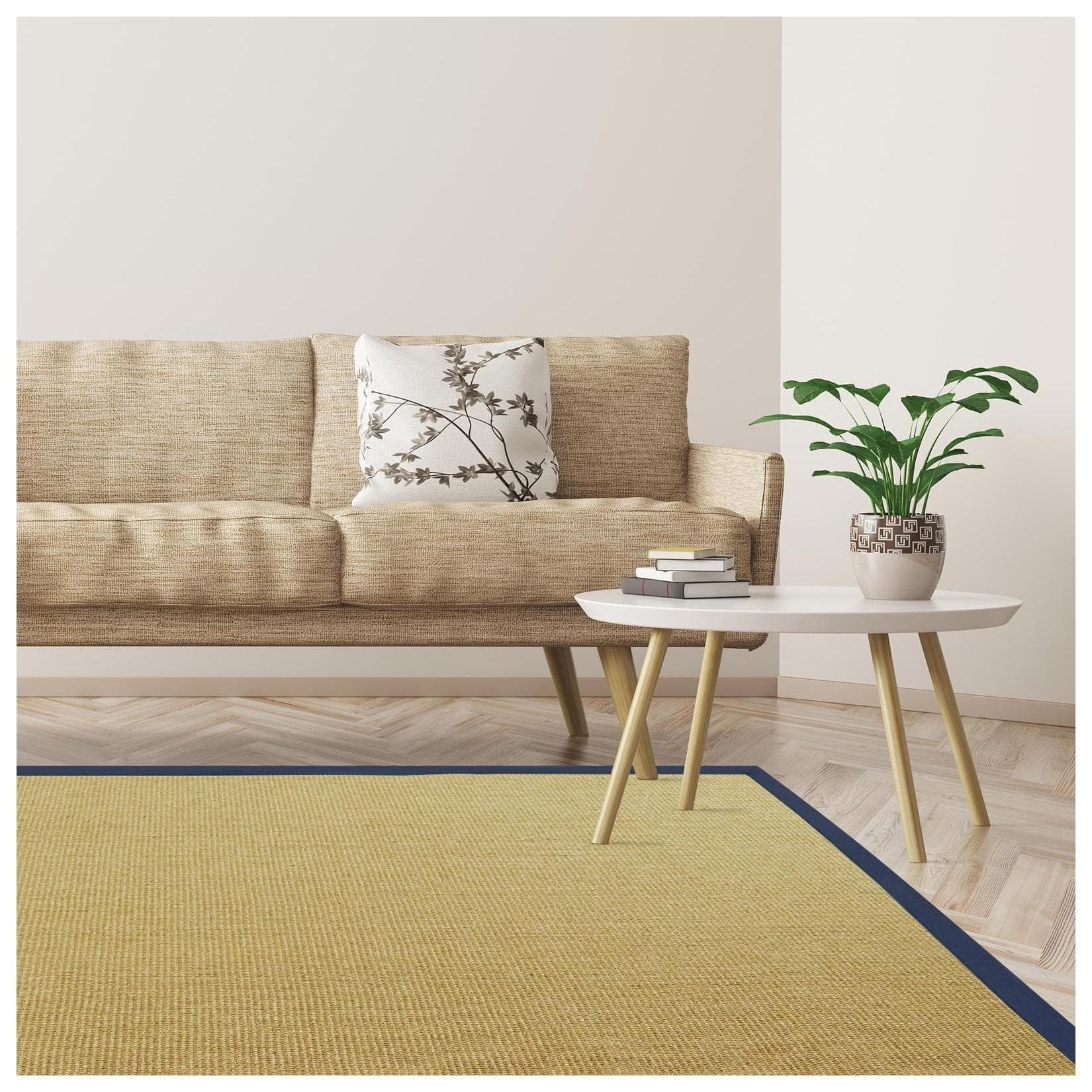Karat Sisal-Teppich Amazonas Natur Bordüre Jeans/Denim