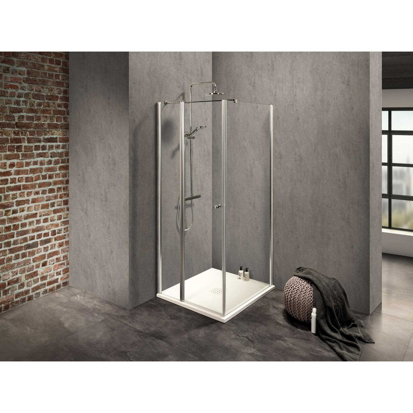 Duschkabine Dusbad Vital 2 Drehtür an Festteil links + Duschwand rechts (Kombination) links 825mm rechts 850mm