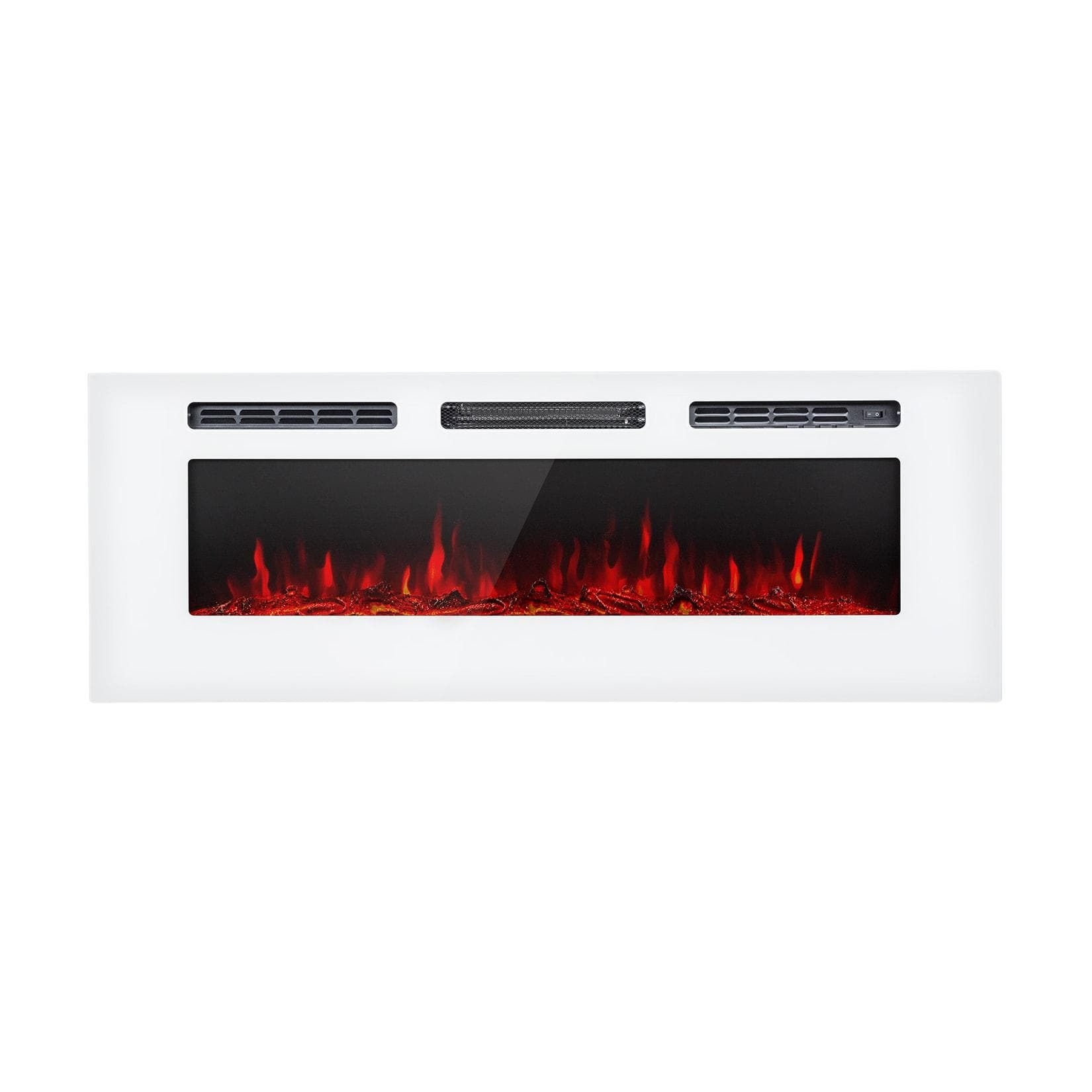 Galeras Elektrischer Wand- und Einbaukamin 1800 W LED 3 Farben Timer Weiß