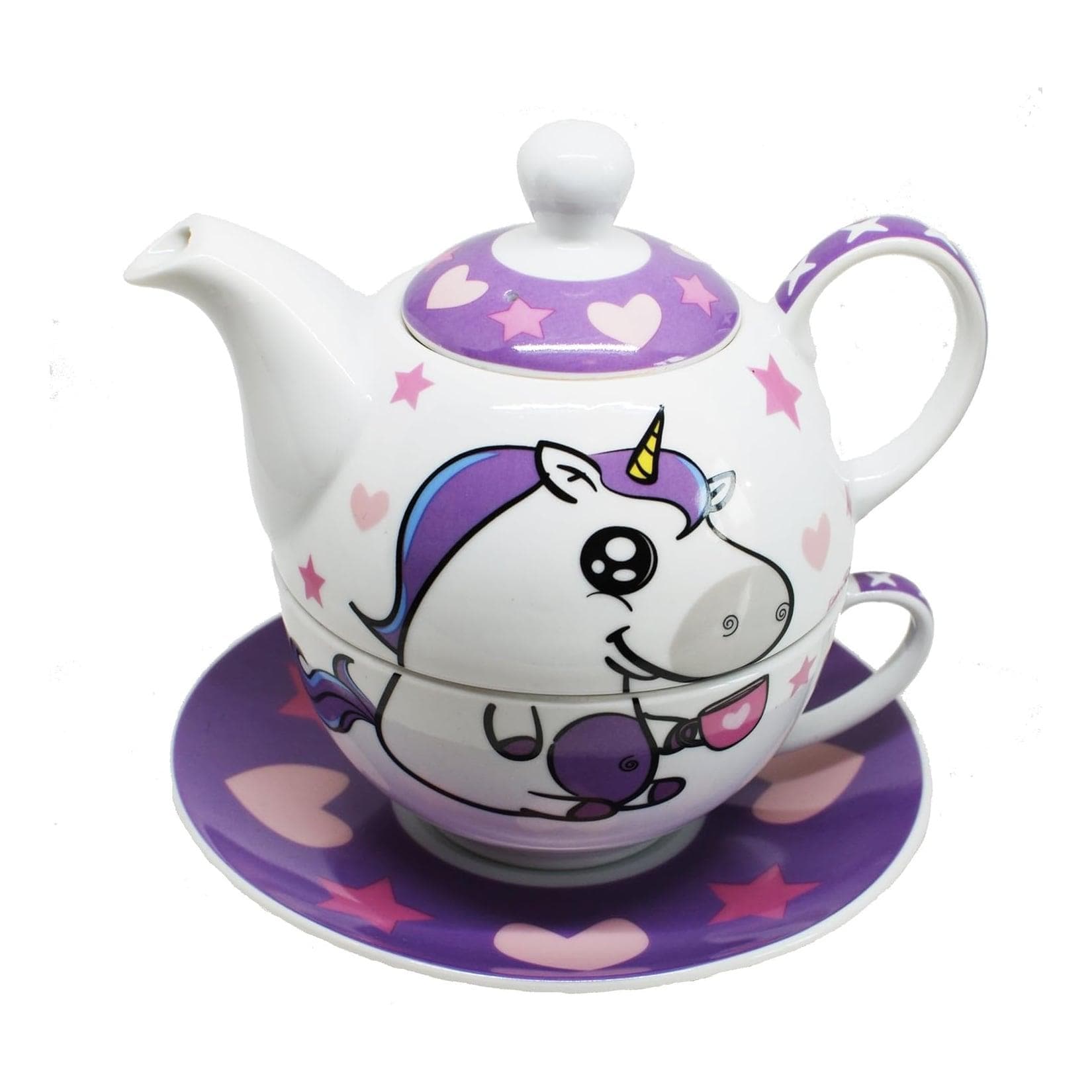 EinhornLiebe Teekanne mit Tasse - Tea for one (4-teilig) Teetasse Kanne Tasse Teeservice