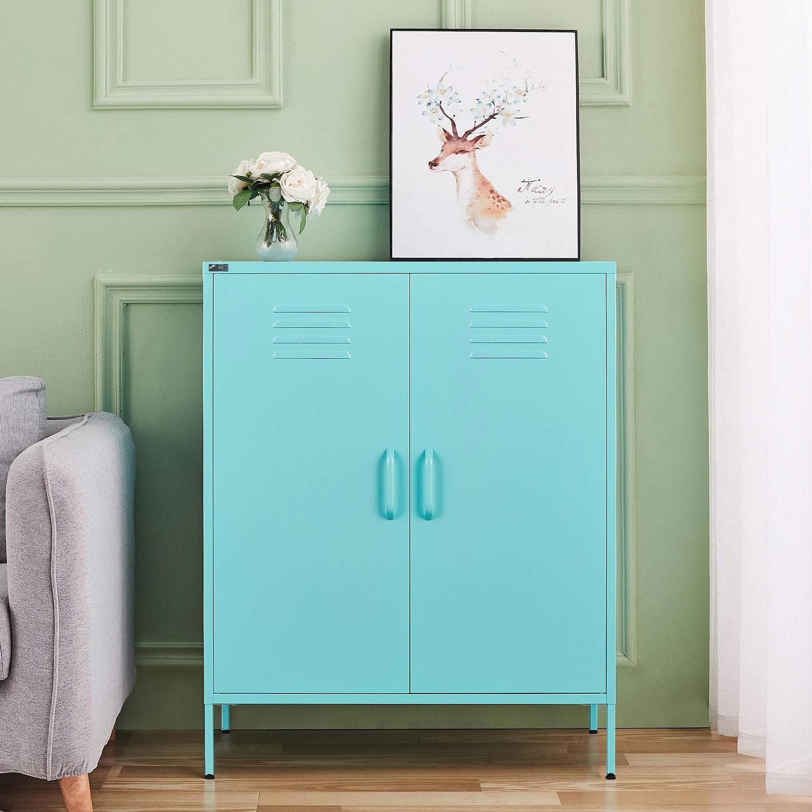 Makika Aktenschrank Industrial Hellblau Stahl