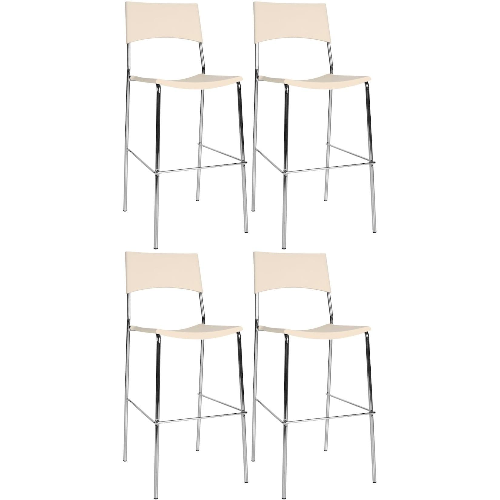 Chrom-Barhocker Set (4 Stück) - Stapelbar