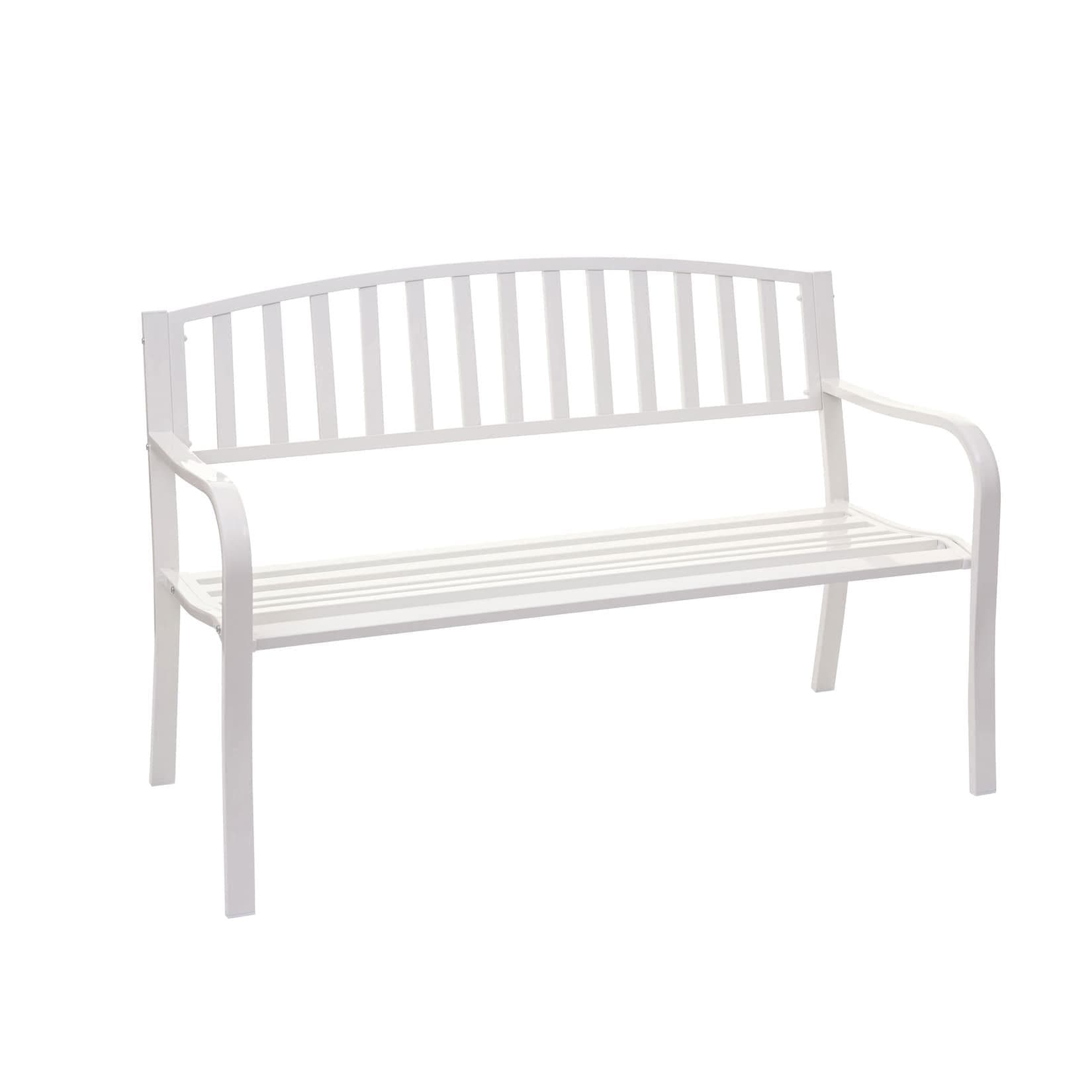 MCW Gartenbank MCW-F43 2-Sitzer weiß pulverbeschichteter Stahl