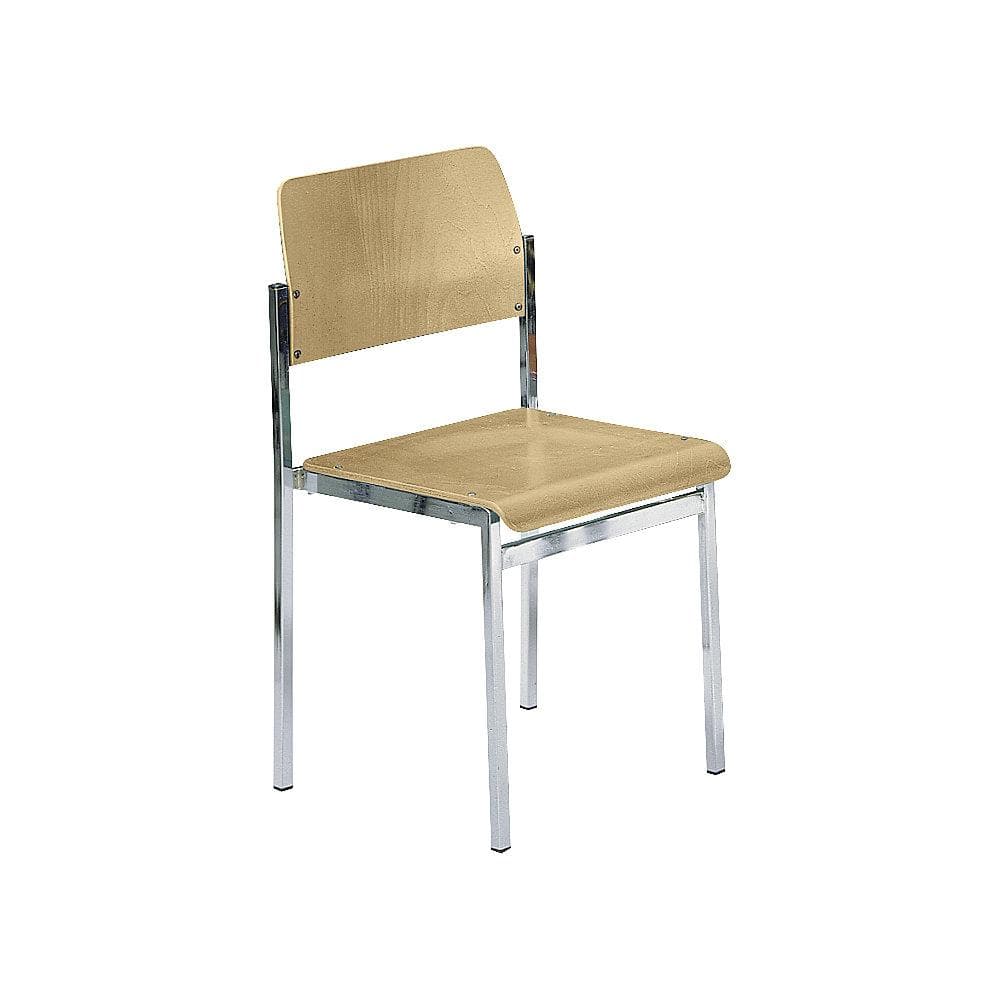 Kaiserkraft Stapelstuhl SUSAN Buche Natur Verchromt 4er Set