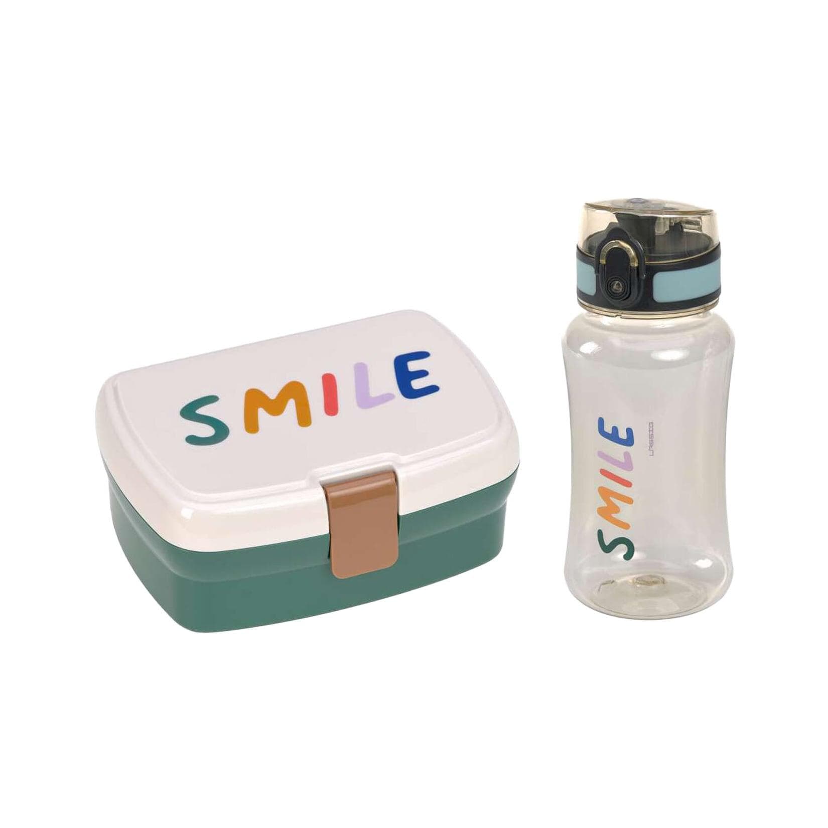 LÄSSIG Lunchset Brotdose & Trinkflasche Little Gang Bunt Smile Milky