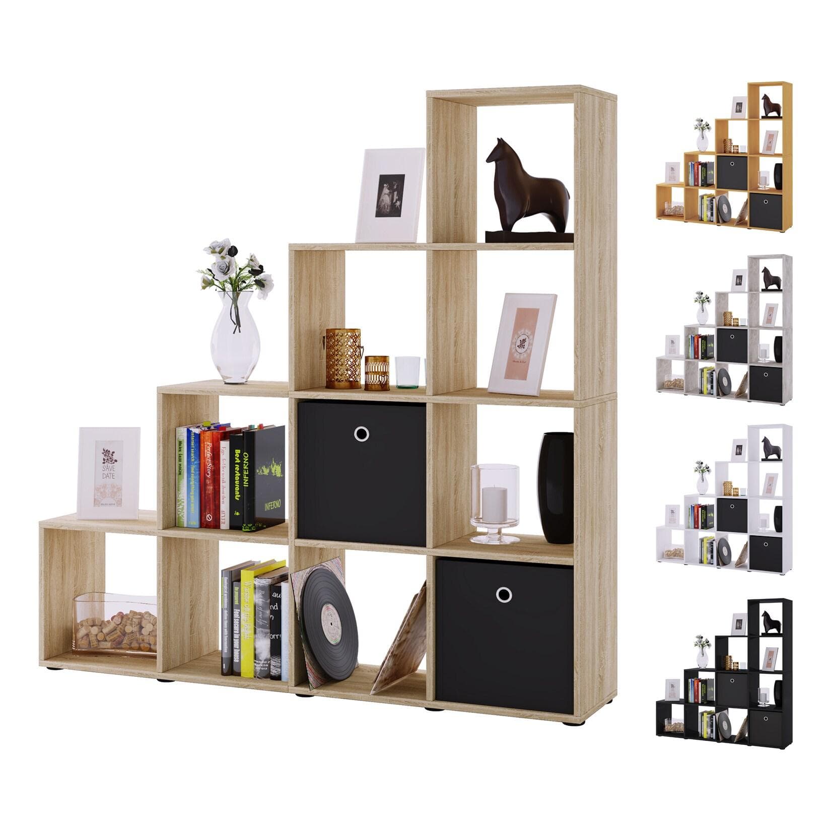 VCM Standregal Napoli 10 Fächer Braun Holzstruktur