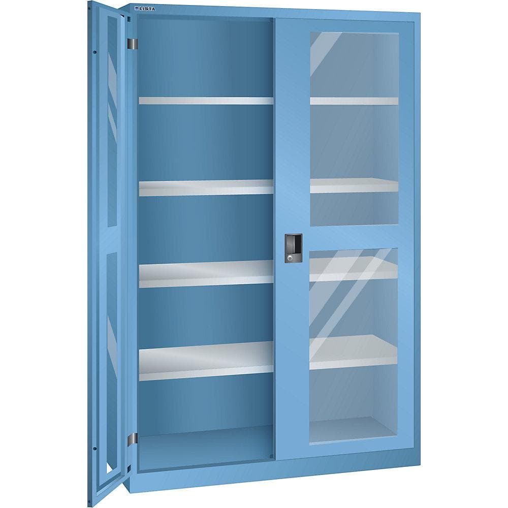 LISTA Flügeltürschrank mit Sichtfenstern lichtblau