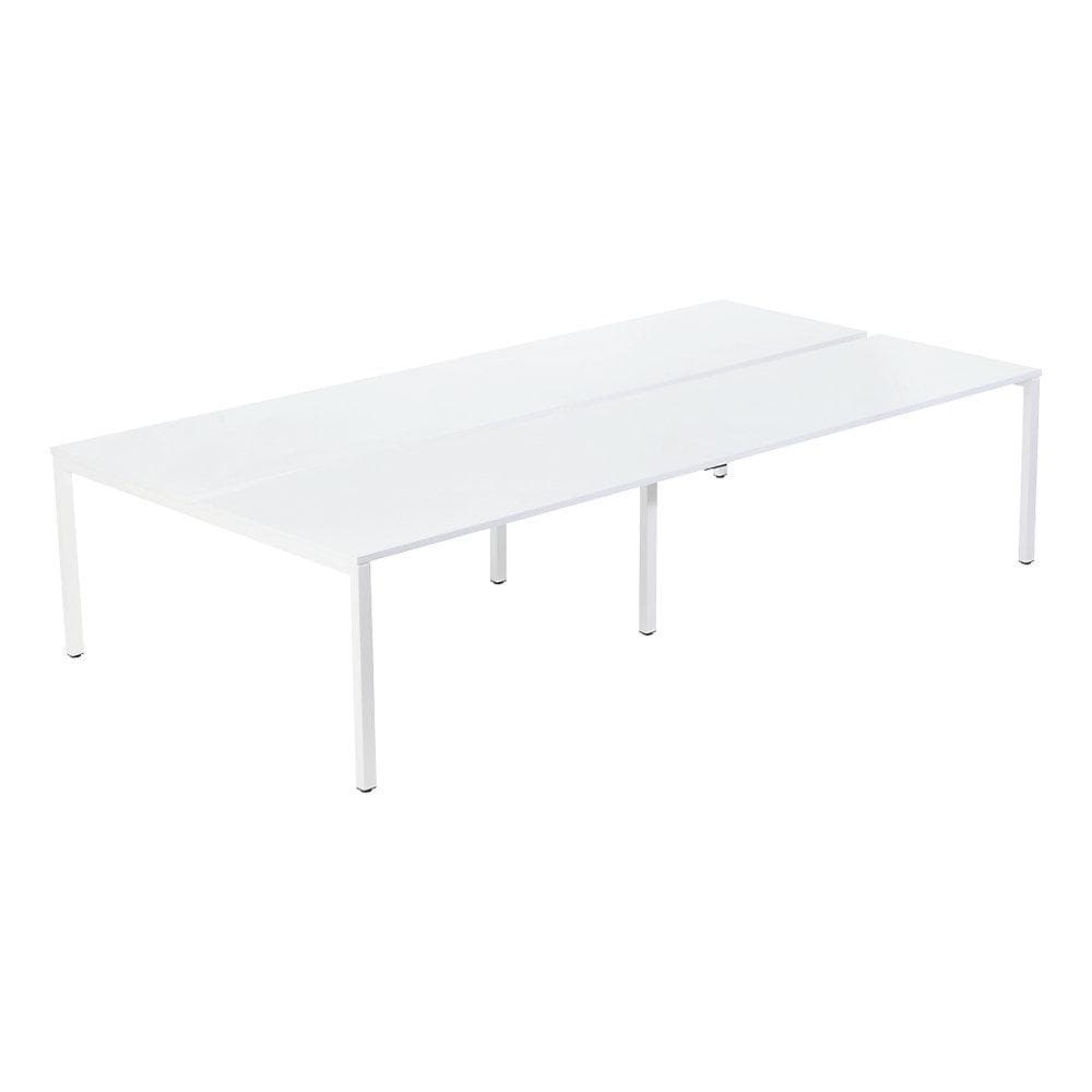 easyDesk 4er-Teamschreibtisch Weiß Melamin Stahl