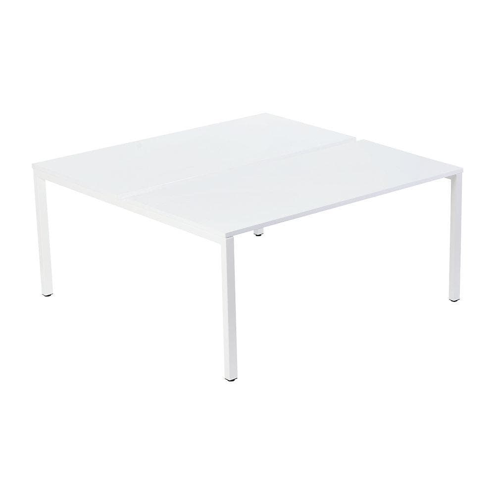 EasyDesk 2er-Teamschreibtisch Weiß Melamin Stahl