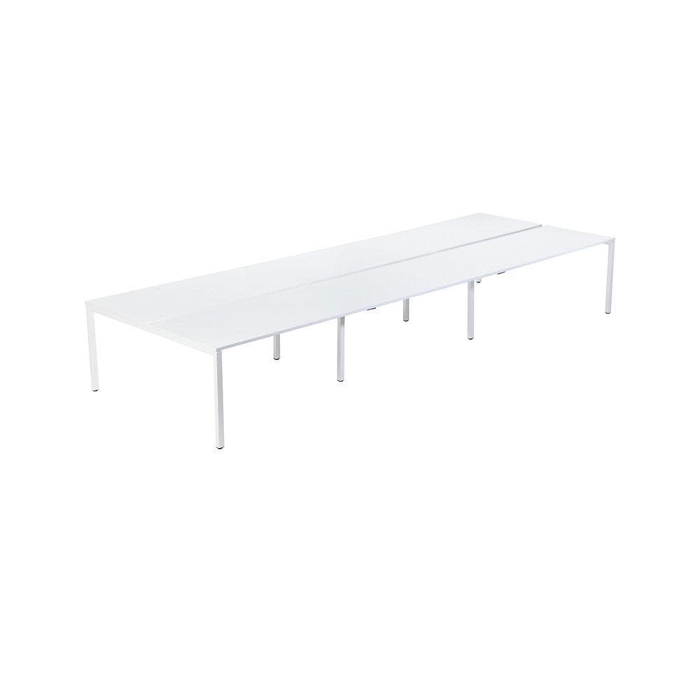 easyDesk 6er-Teamschreibtisch Weiß Melamin Stahl