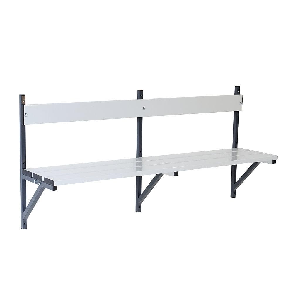 Kaiserkraft Sypro Wandbank mit Rückenlehne Aluminium Anthrazitgrau
