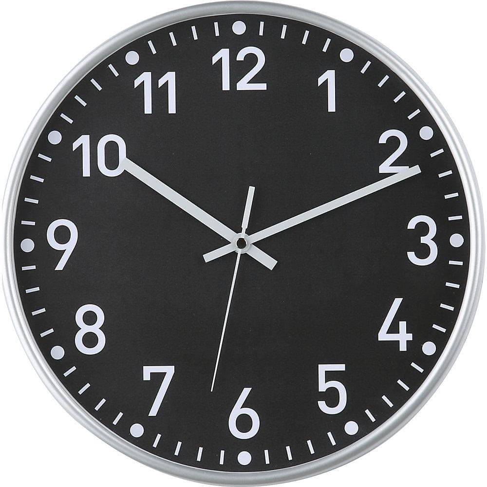 Kaiserkraft Wanduhr Funkuhrwerk Silber Schwarz Ø 300 mm