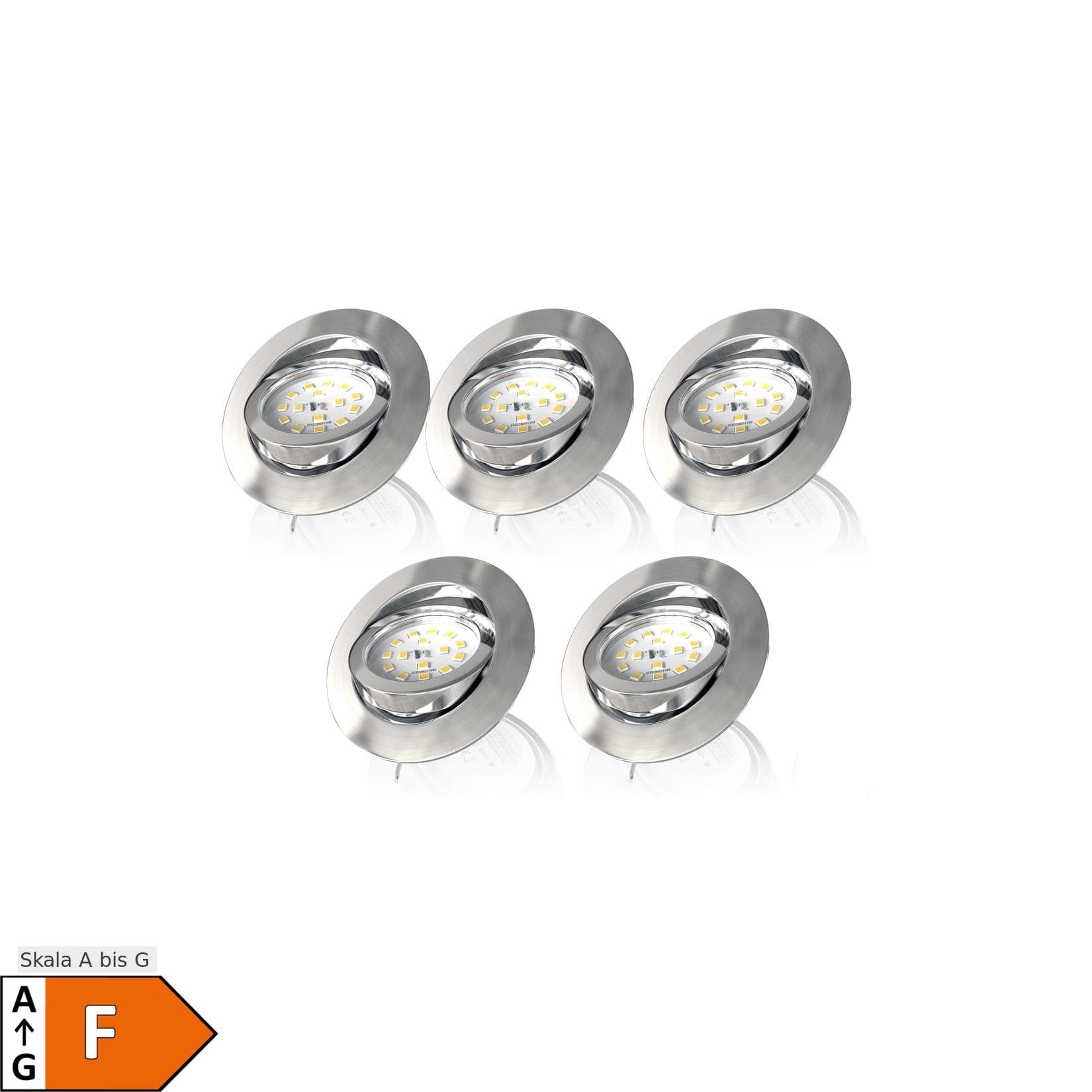 B.K.LICHT LED Einbaustrahler 5er Set Dimmbar Schwenkbar Silber