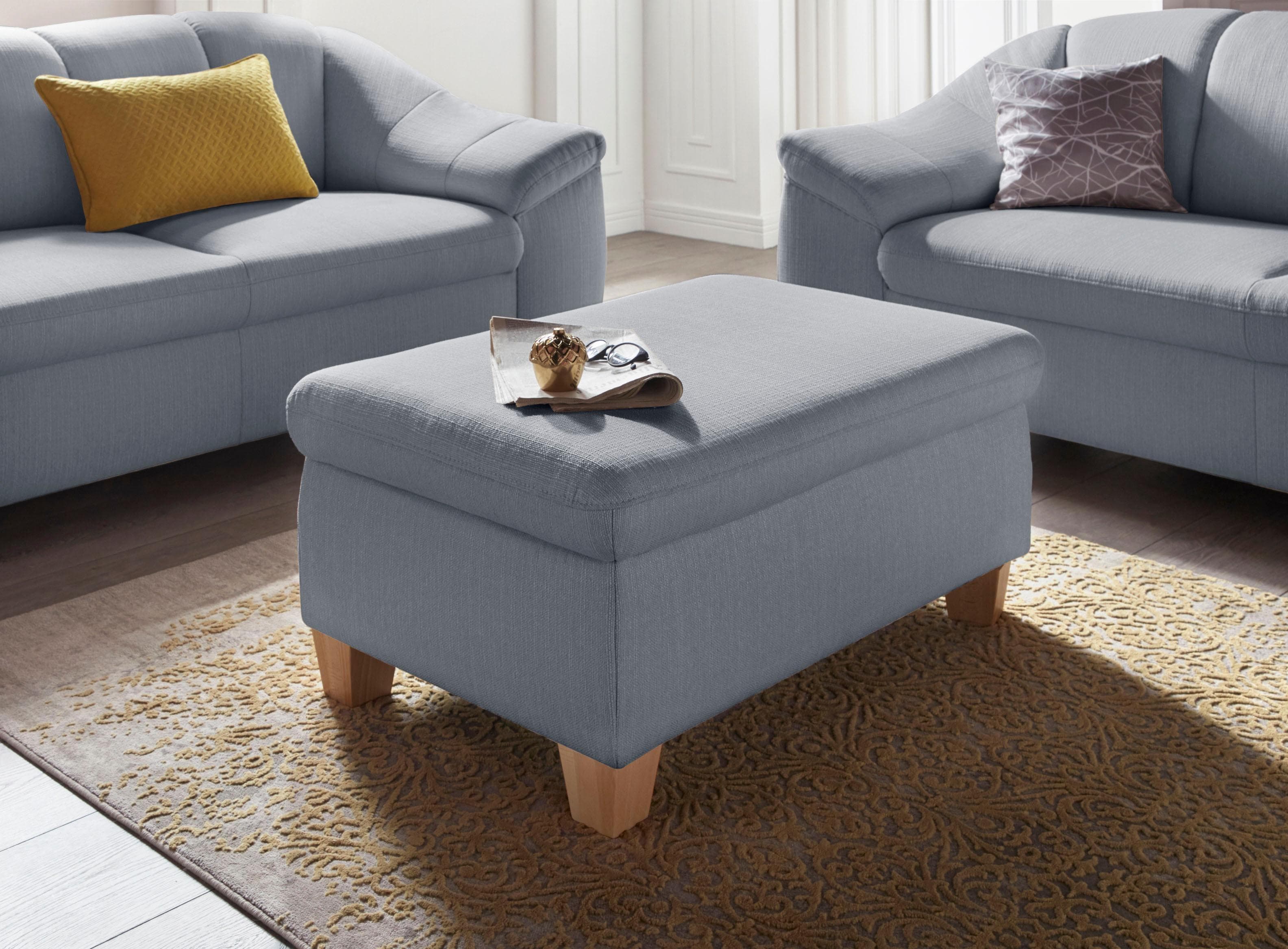 Sit & More Hocker Santo Grau Luxus-Microfaser Modern