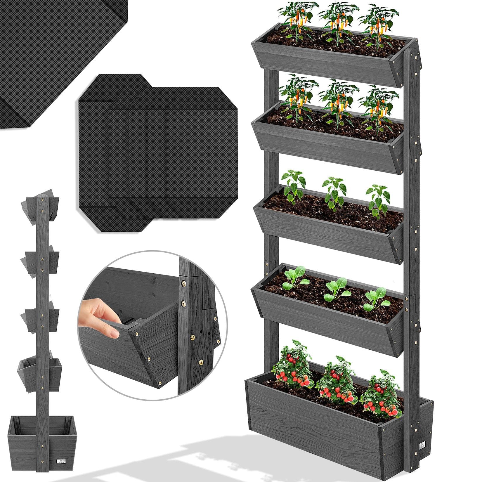 KESSER® Hochbeet mit Etagen Premium Blumenkasten Blumentreppe Pflanztreppe