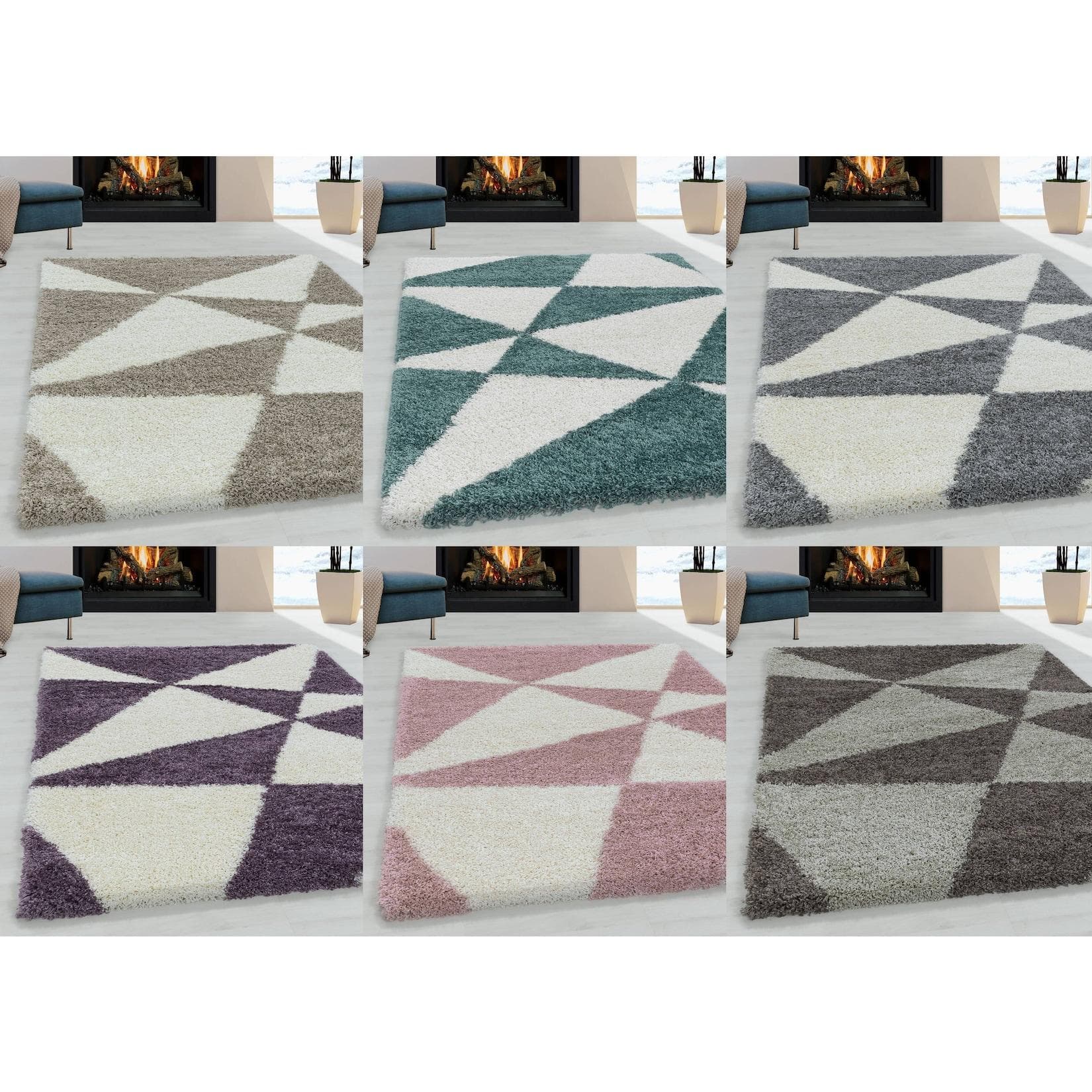 Ayyildiz Hochflor Teppich Modernes Geometrisches Design Weicher Shaggy