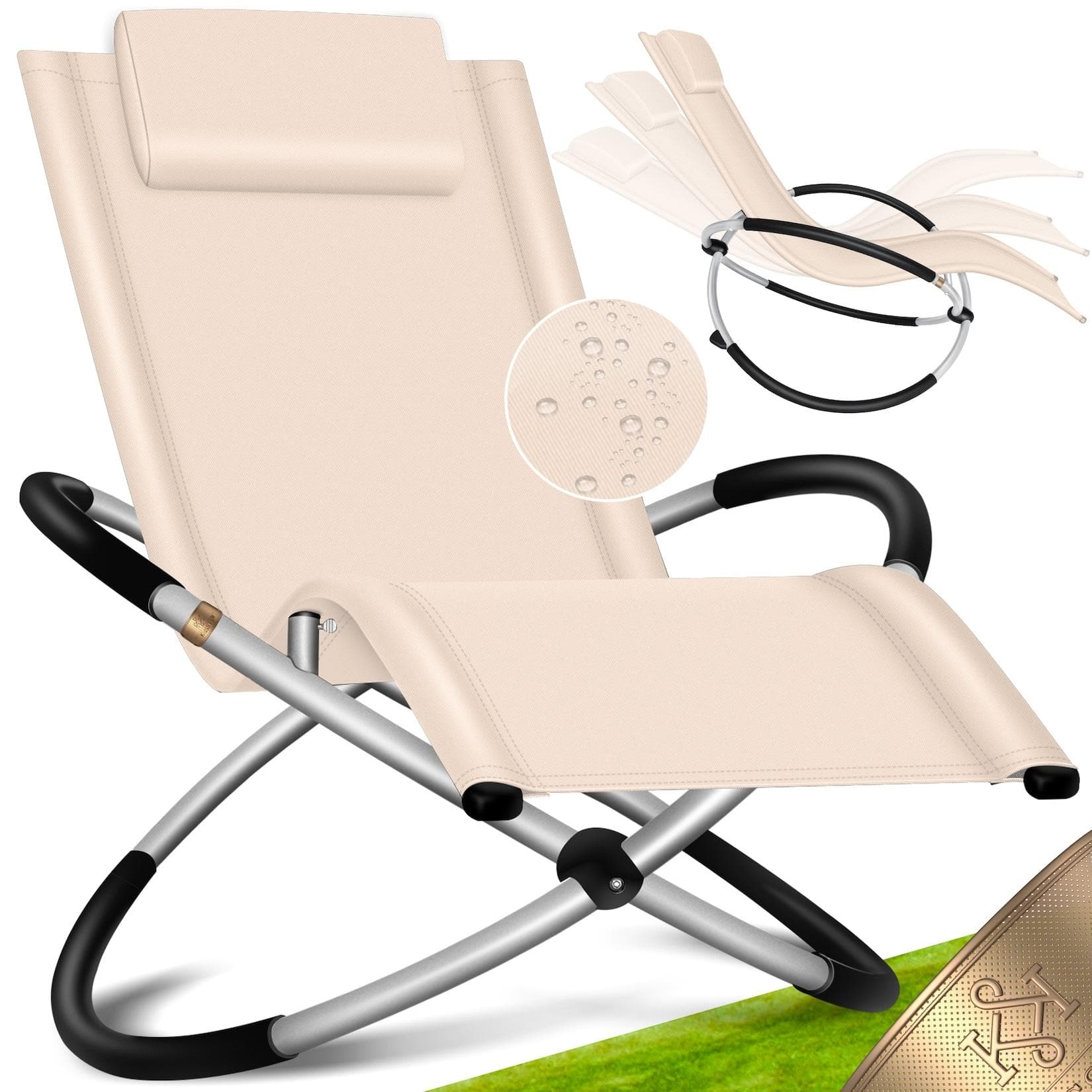KESSER Relaxliege Gartenliege Beige Klappbar Wetterfest