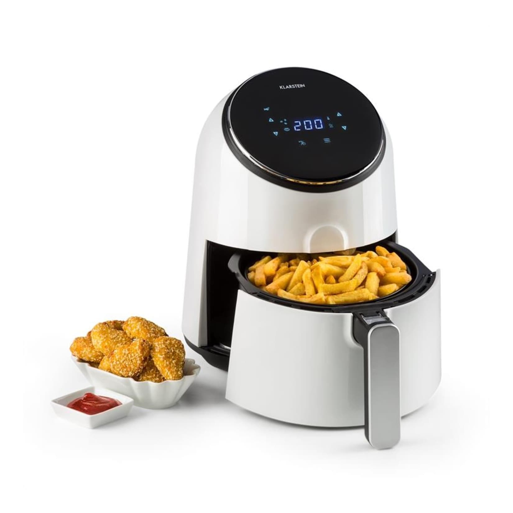 AirVital Heißluftfritteuse 1300W 2,5l CeraPlus-Antihaft Touch weiß