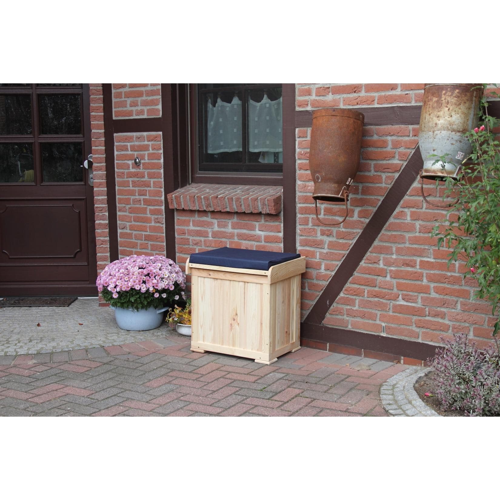 Promadino Kissenbox "Patrick" mit blauer Auflage - Gartenbox mit Stauraum