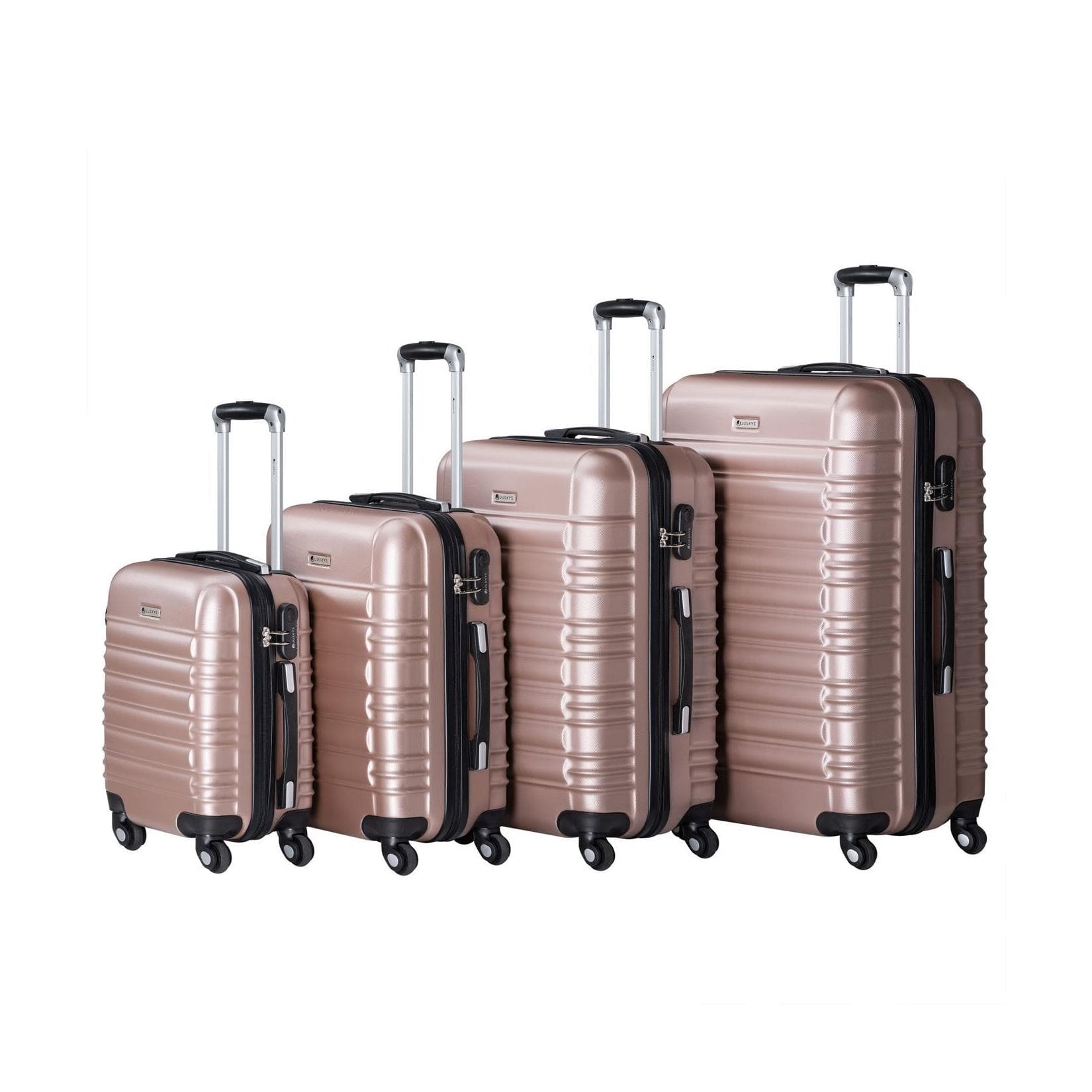 Juskys Hartschalen Kofferset Rom Reisekoffer 4-teilig Rosa Zahlenschloss 360° Rollen