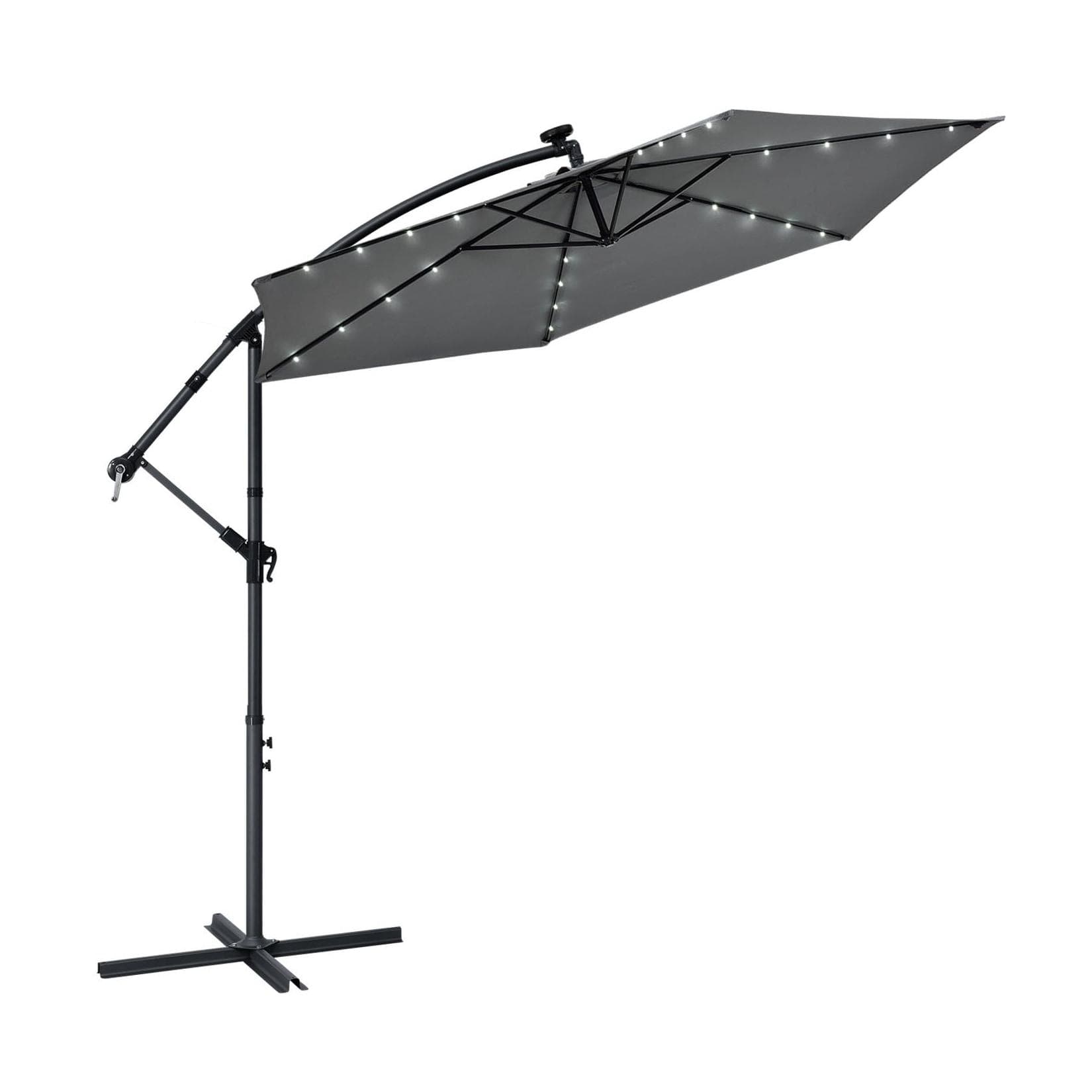 Juskys Ampelschirm Brazil Grau mit LED-Beleuchtung