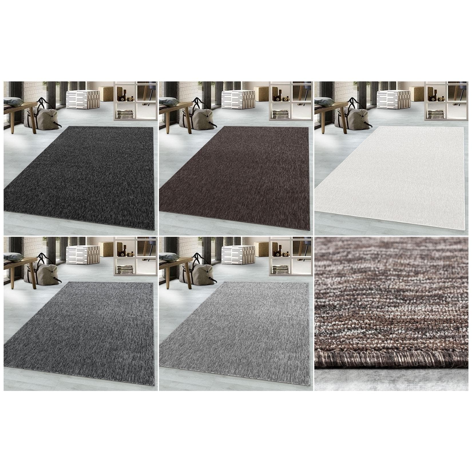 Ayyildiz Kurzflor Teppich Flachgewebe Schlingenteppich 5 mm