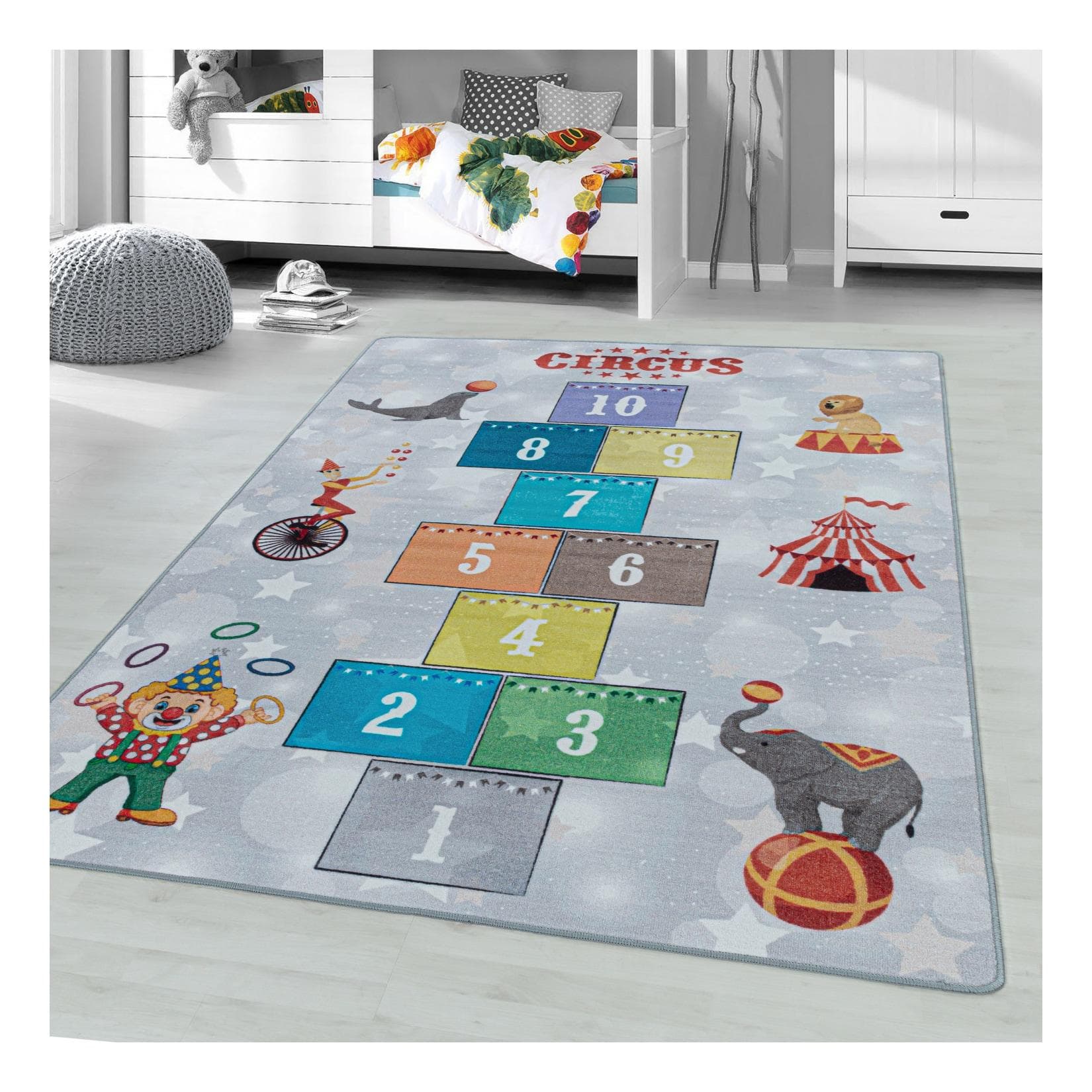 Ayyildiz Kinderteppich Spielteppich Hüpfkästchen Grau